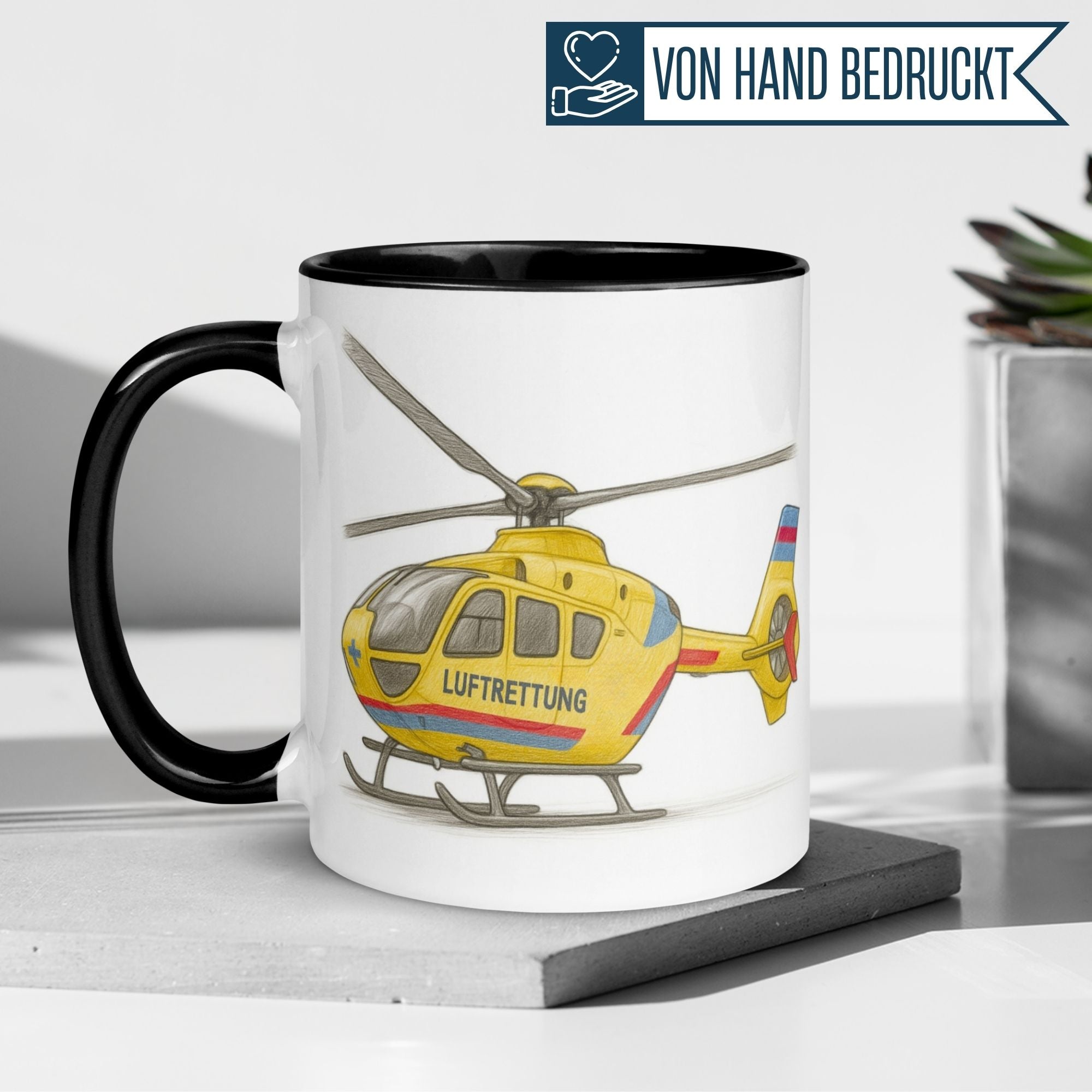 Momentals® Tasse | Rettungshubschrauber & Illustration | Luftrettung farbig