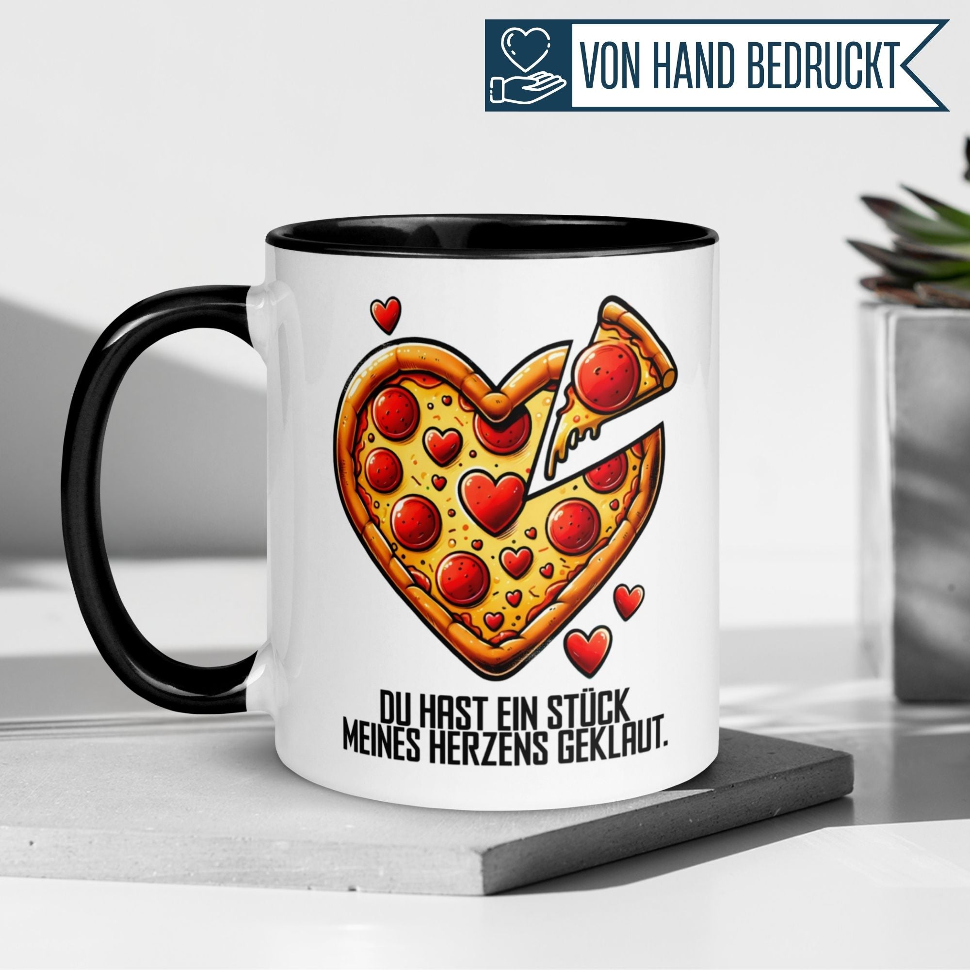 Momentals® Tasse Liebe | Pizza & Herz | Du hast ein Stück meines Herzens geklaut