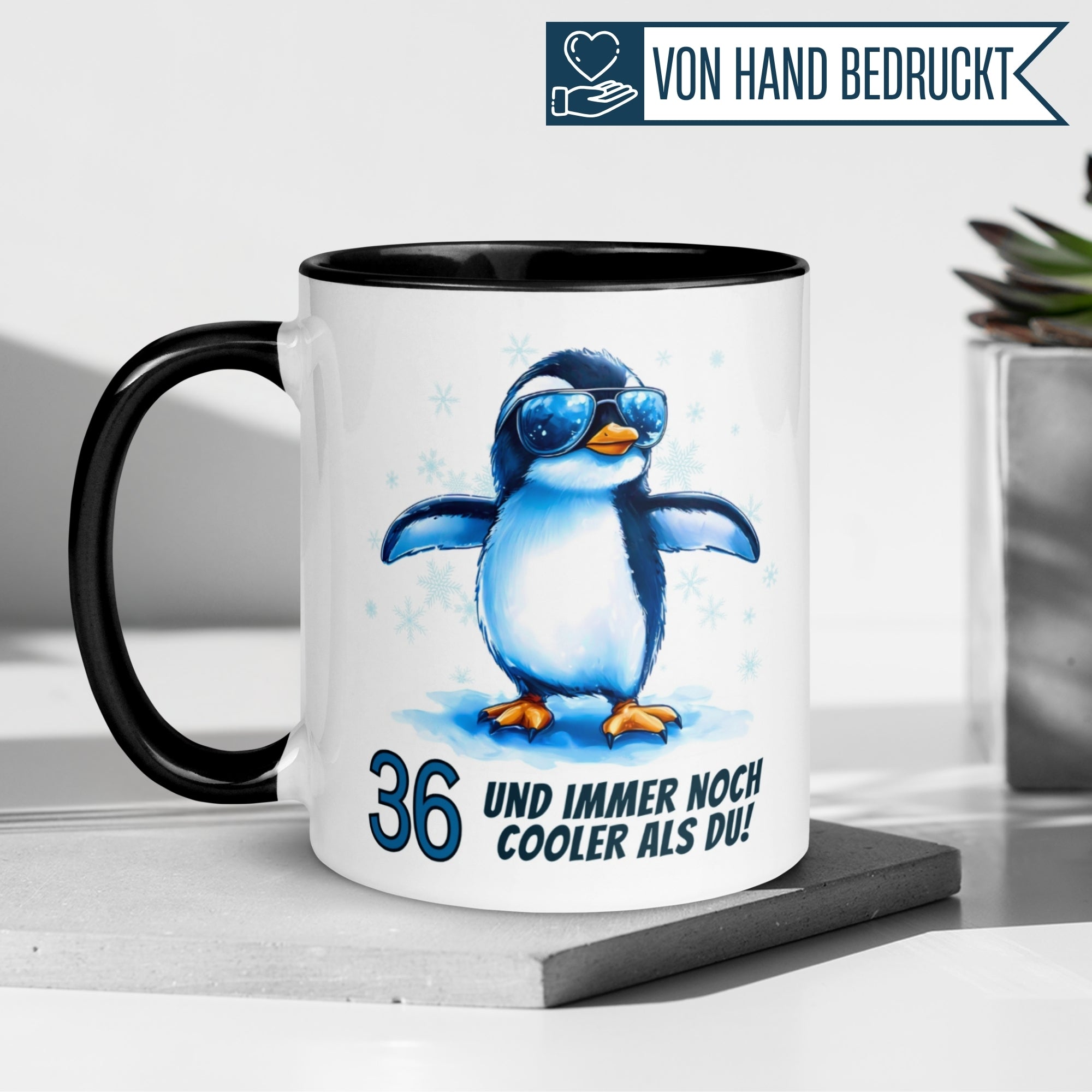 Momentals® Tasse 36. Geburtstag | Pinguin & Spruch | 36 und immer noch cooler als du