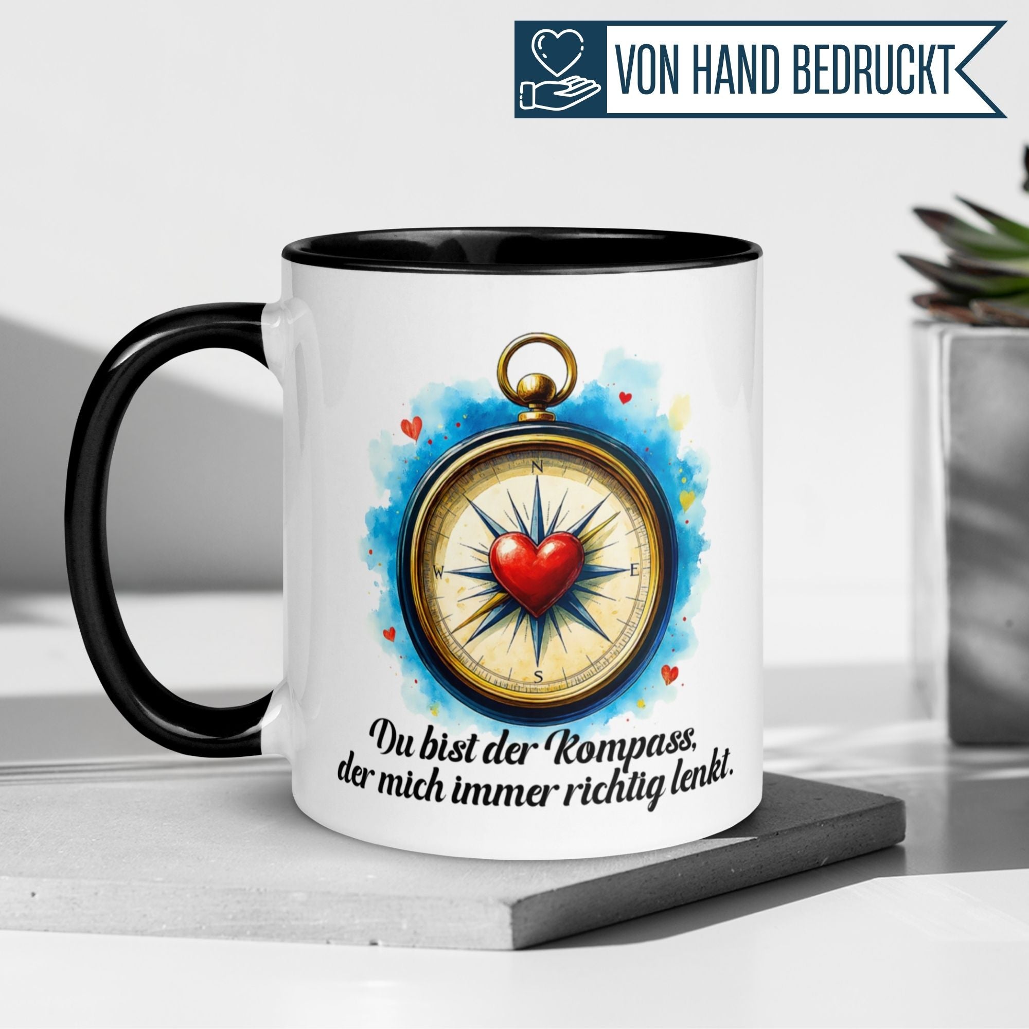 Momentals® Tasse Liebe | Kompass & Aquarellstil | Du lenkst mich immer richtig