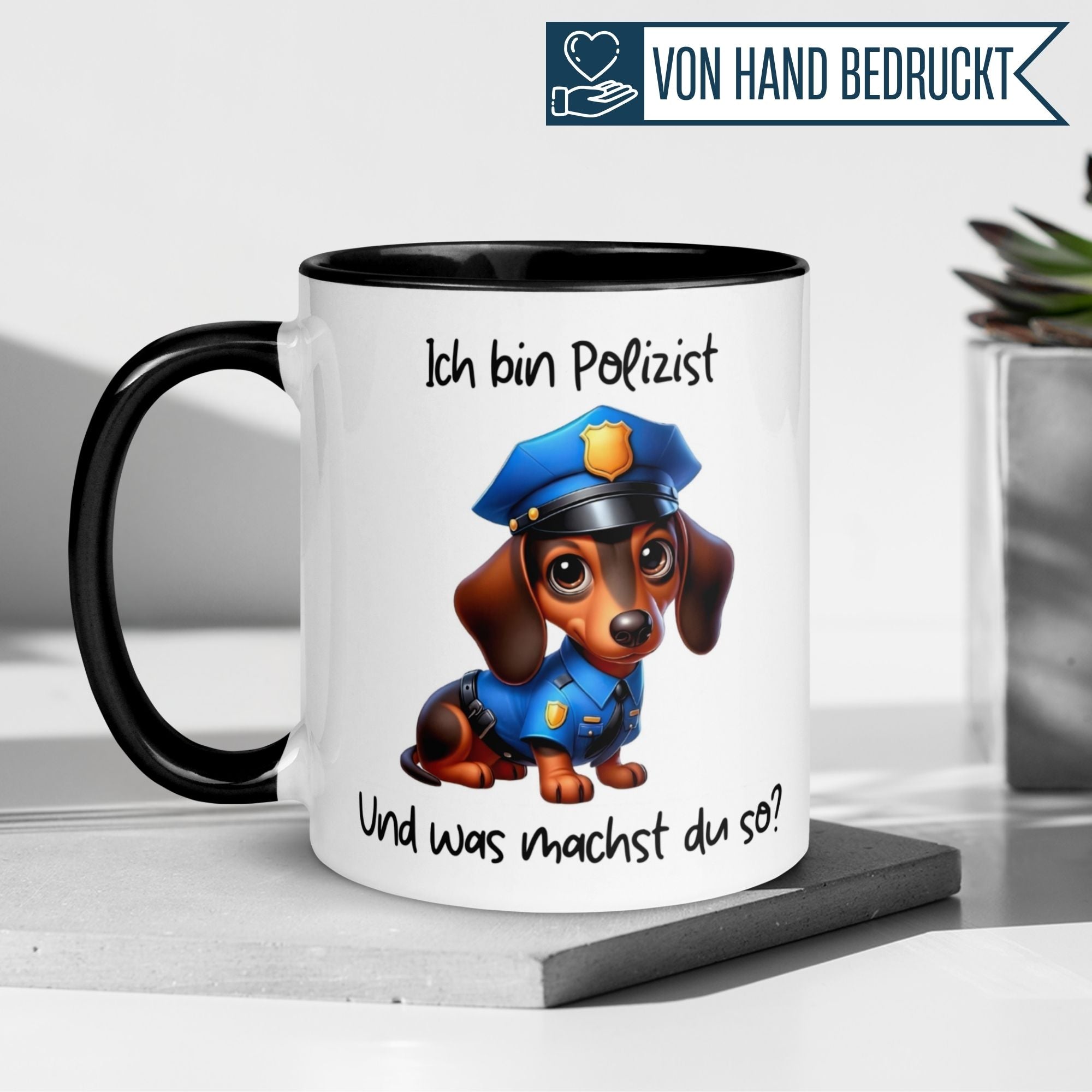 Tasse Dackel – „Ich bin Polizist“ – lustiger Polizei Geschenk Becher