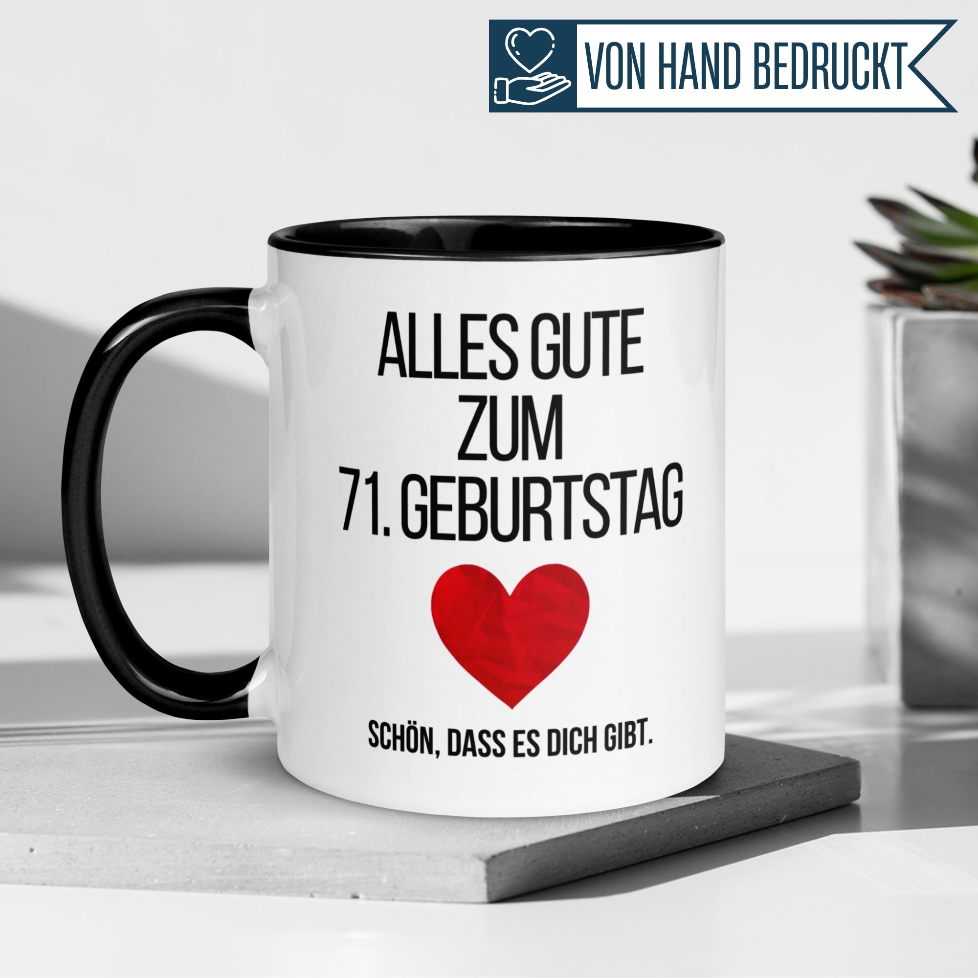 Momentals® Tasse 71. Geburtstag | Herz & Spruch | Alles gute zum Geburtstag