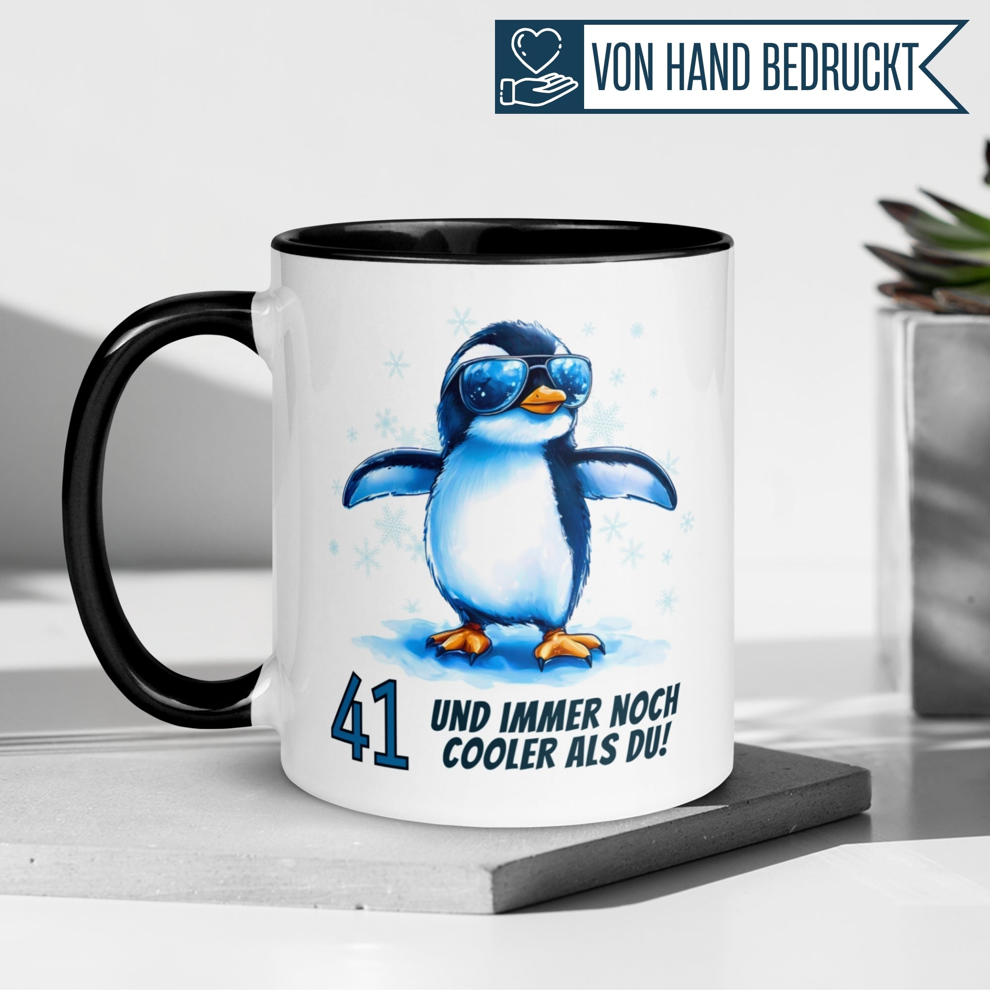 Momentals® Tasse 41. Geburtstag | Pinguin & Spruch | 41 und immer noch cooler als du