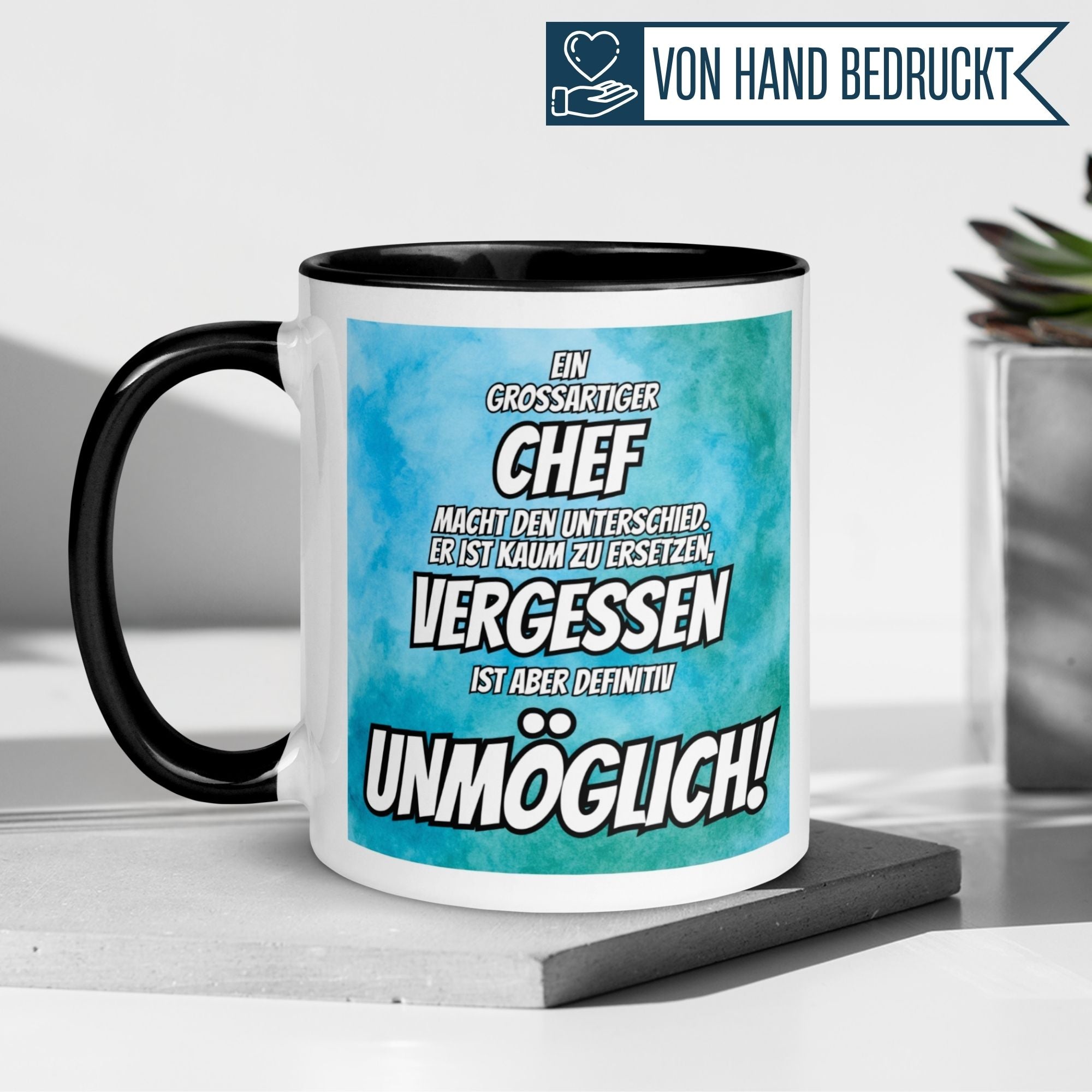Momentals Tasse Chef mit humorvollem Spruch, perfekt zum Abschied eines unvergesslichen Chefs.