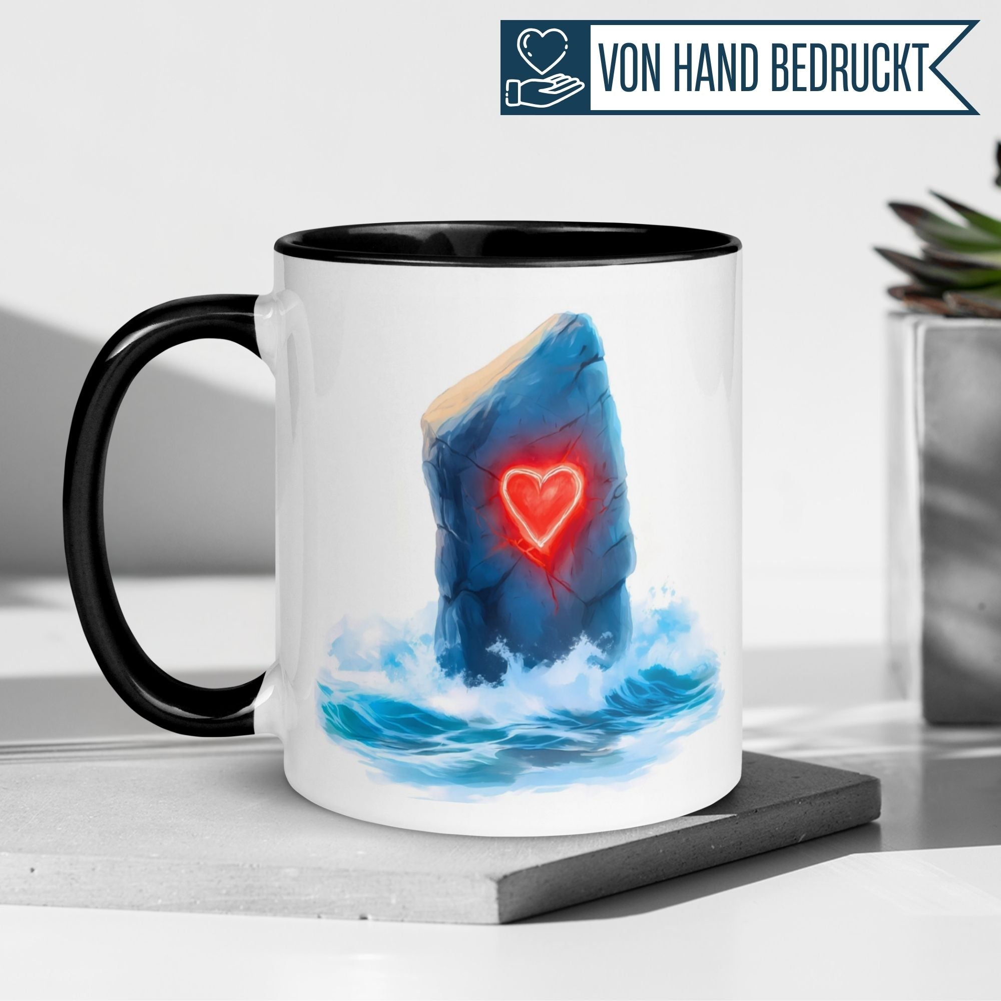 Momentals® Tasse Liebe | Felsen & Herz | Du bist mein Fels in der Brandung
