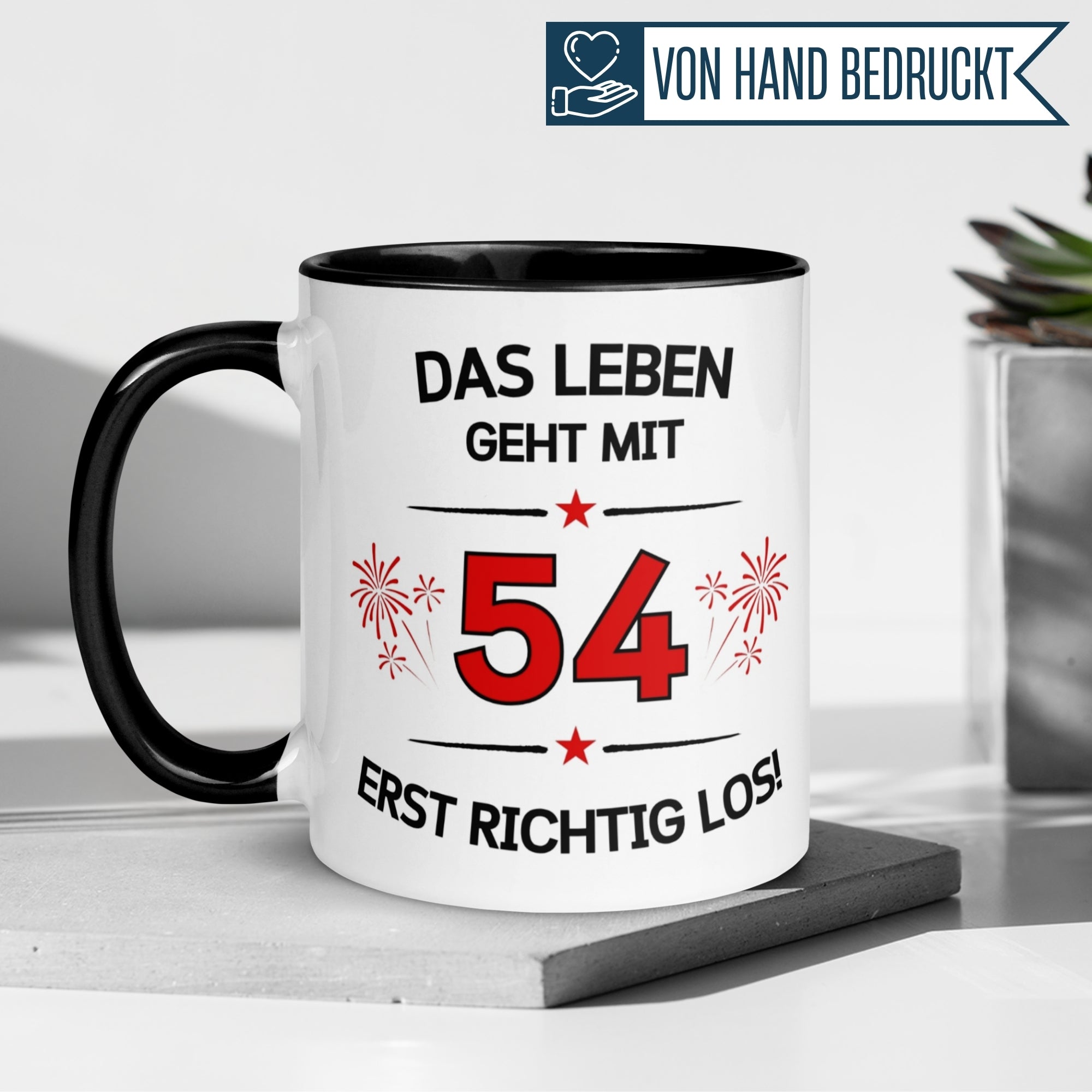 Tasse 54. Geburtstag Mann Frau – „Das Leben geht mit 54 erst Los“ – Geschenk zum Geburtstag Männer Frauen