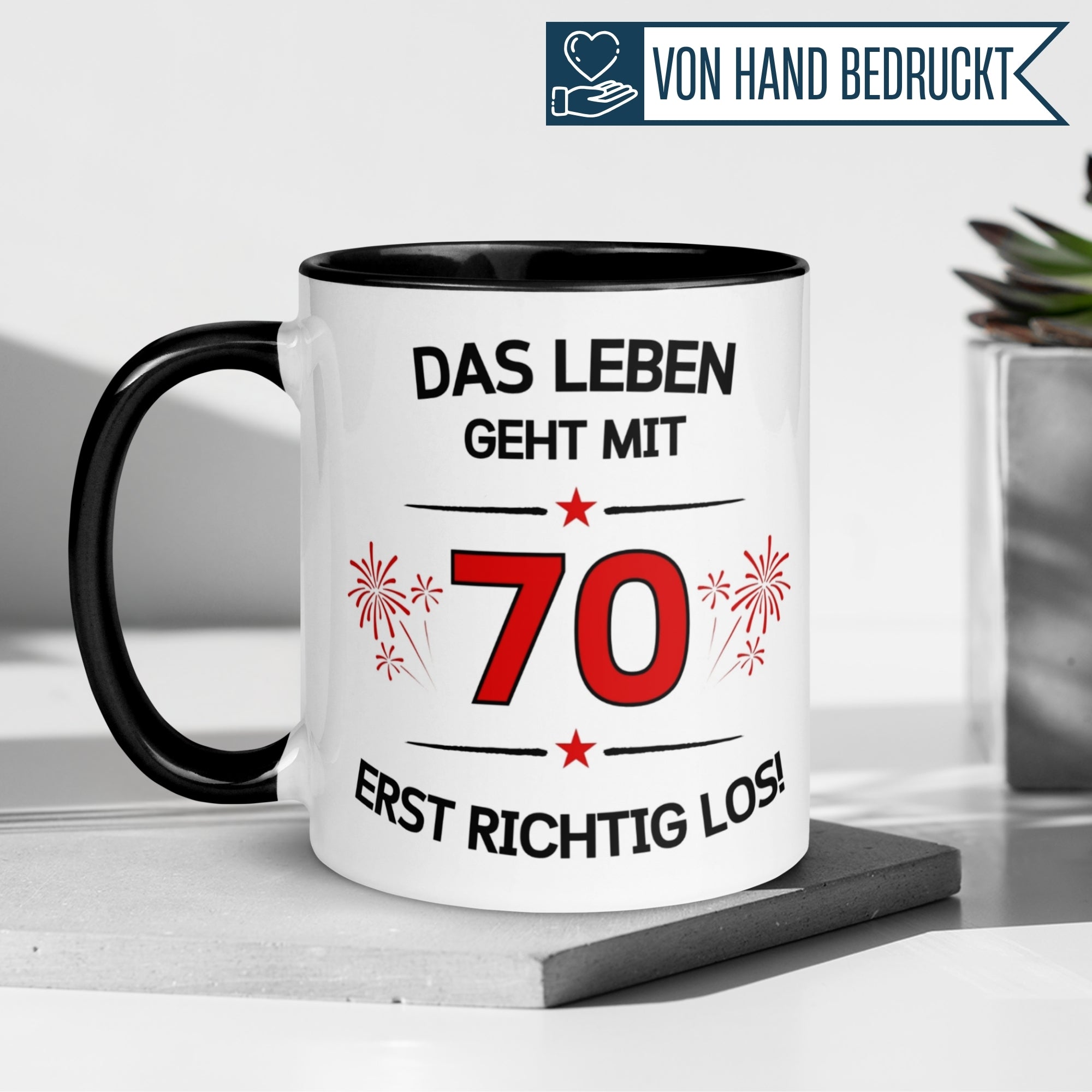 Tasse 70. Geburtstag Mann Frau – „Das Leben geht mit 70 erst Los“ – Geschenk zum Geburtstag Männer Frauen