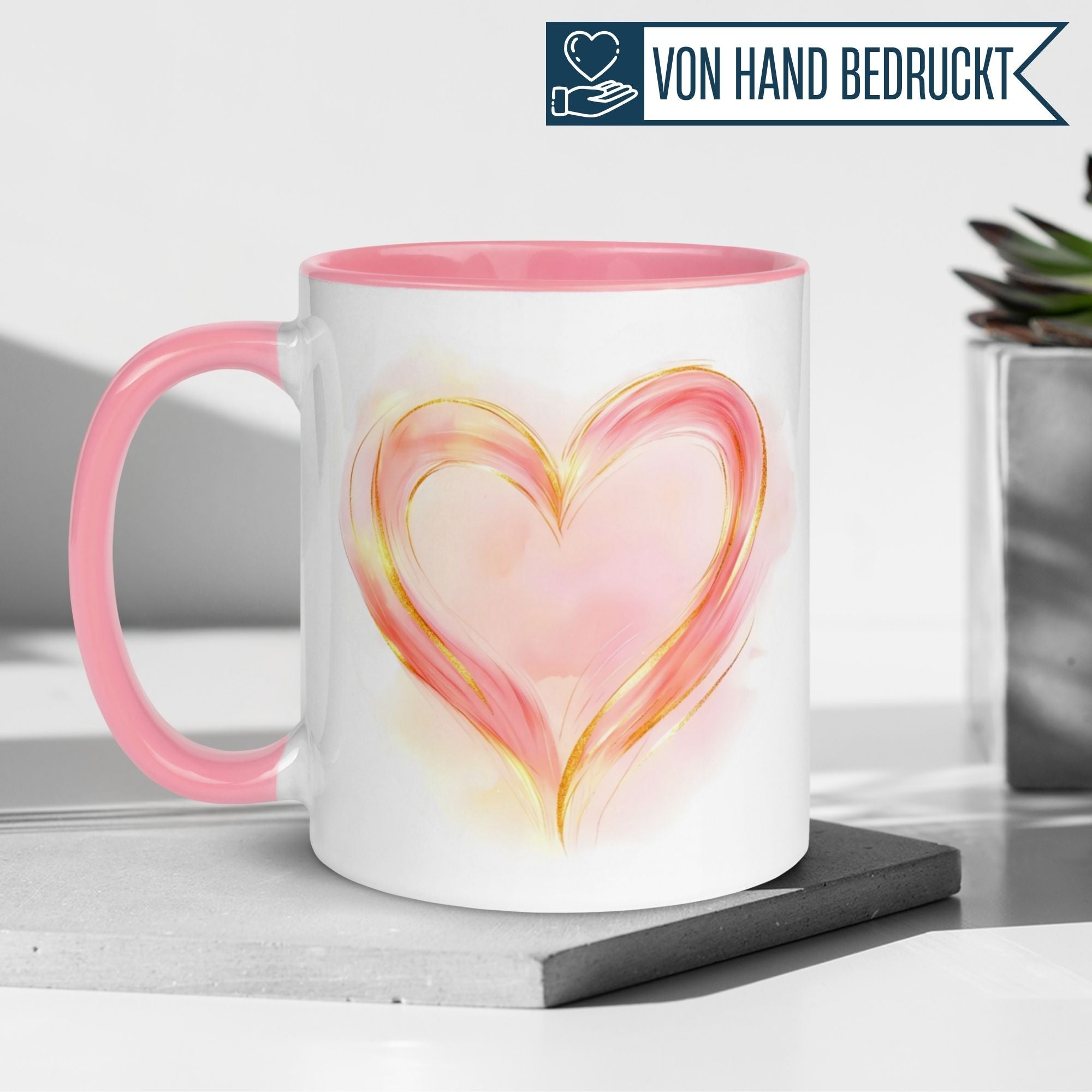 Momentals® Tasse Liebe | Herz & Aquarellstil | Sanfte Liebe