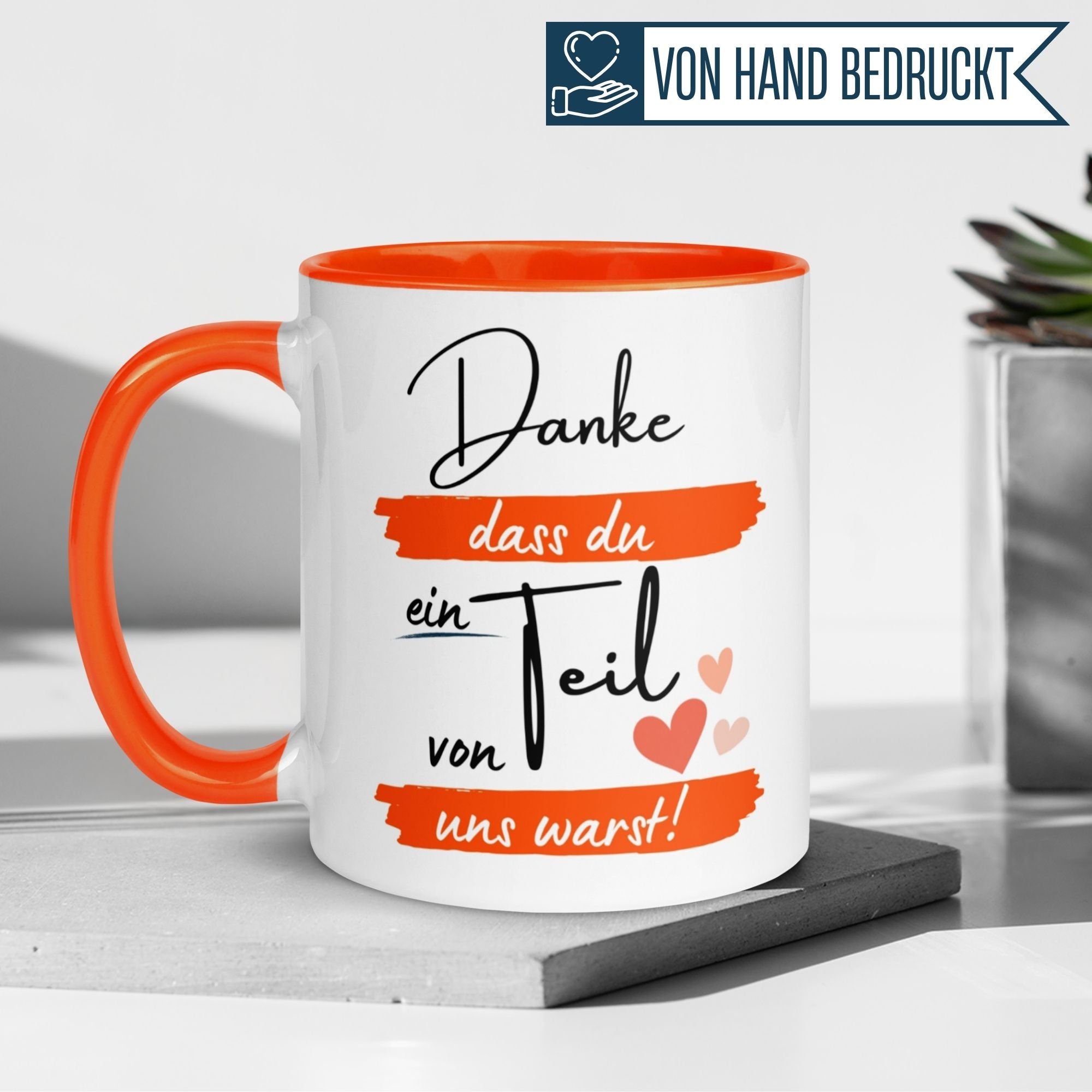 Momentals® Tasse Kollege | Herz & Spruch | Danke dass du ein Teil von uns warst