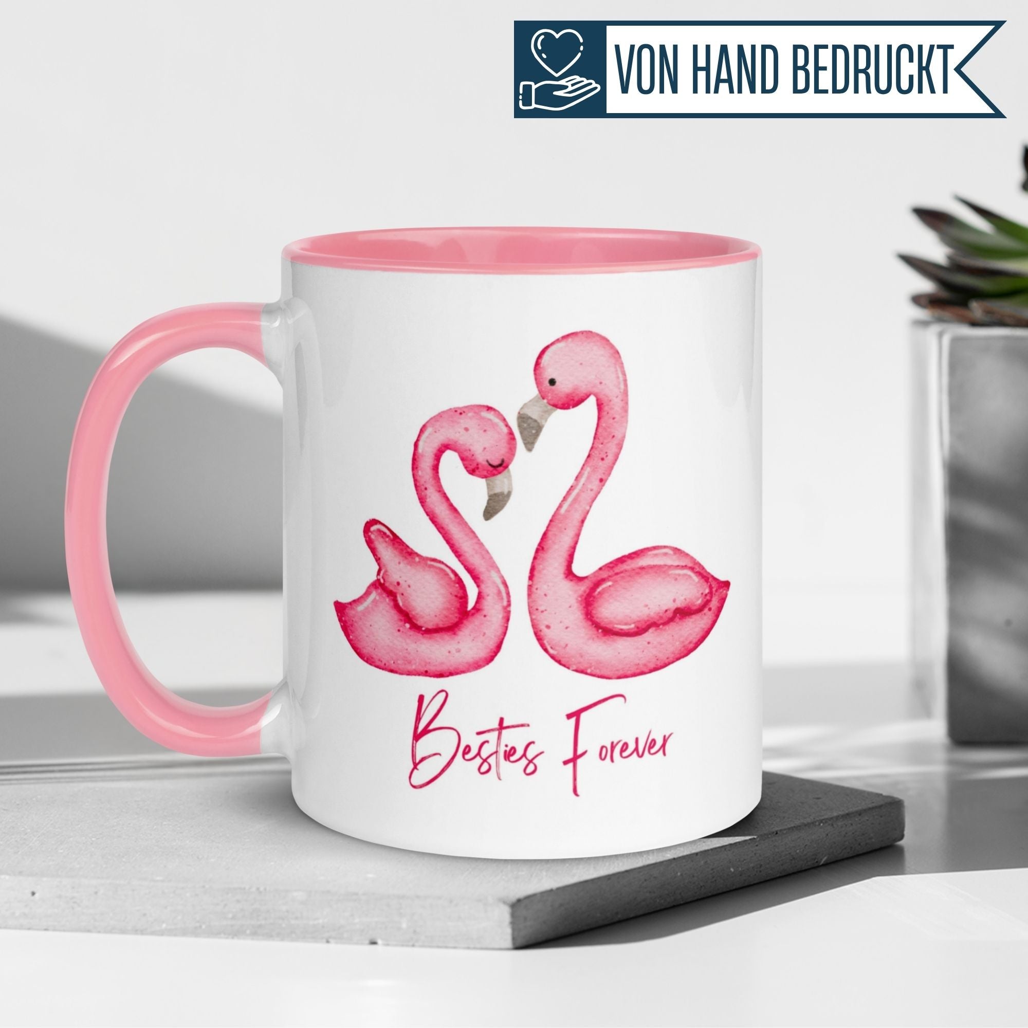 Momentals Tasse mit Flamingo-Motiven und Schriftzug "Bestes Forever" für beste Freunde.
