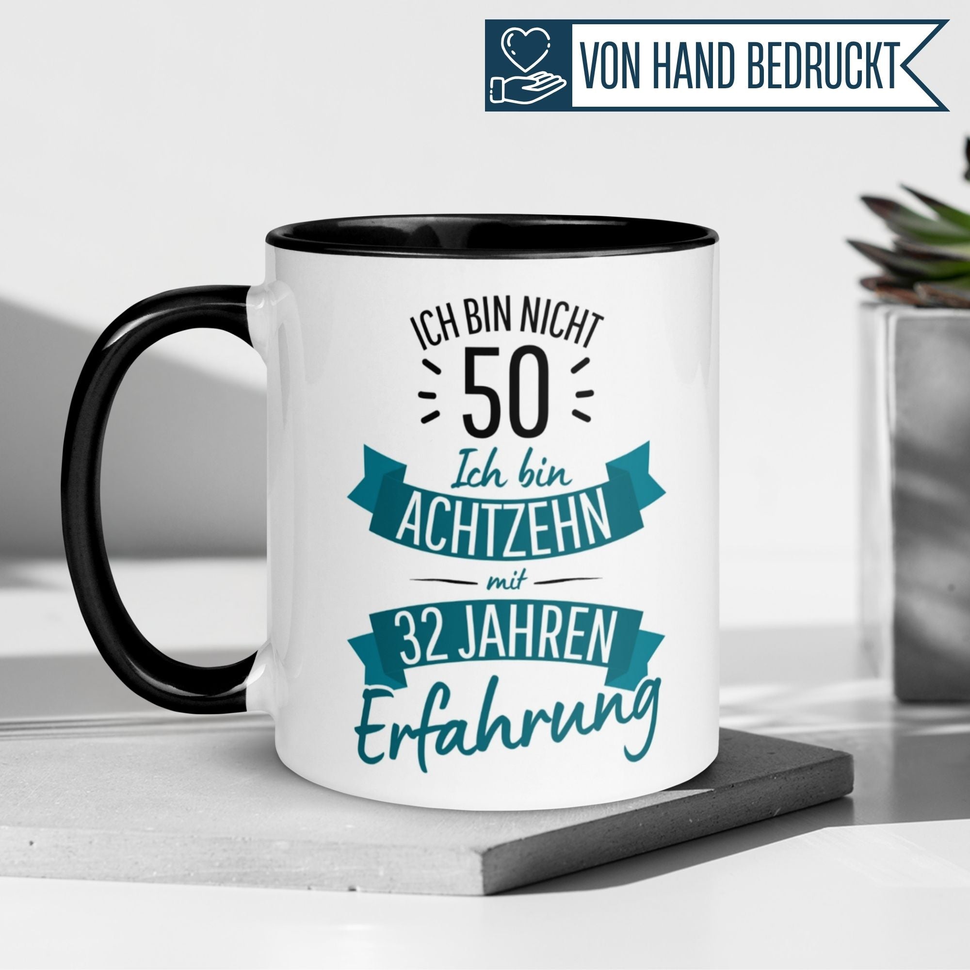 Momentals® 50th birthday mug with humorous text, perfect gift for men celebrating their special day.