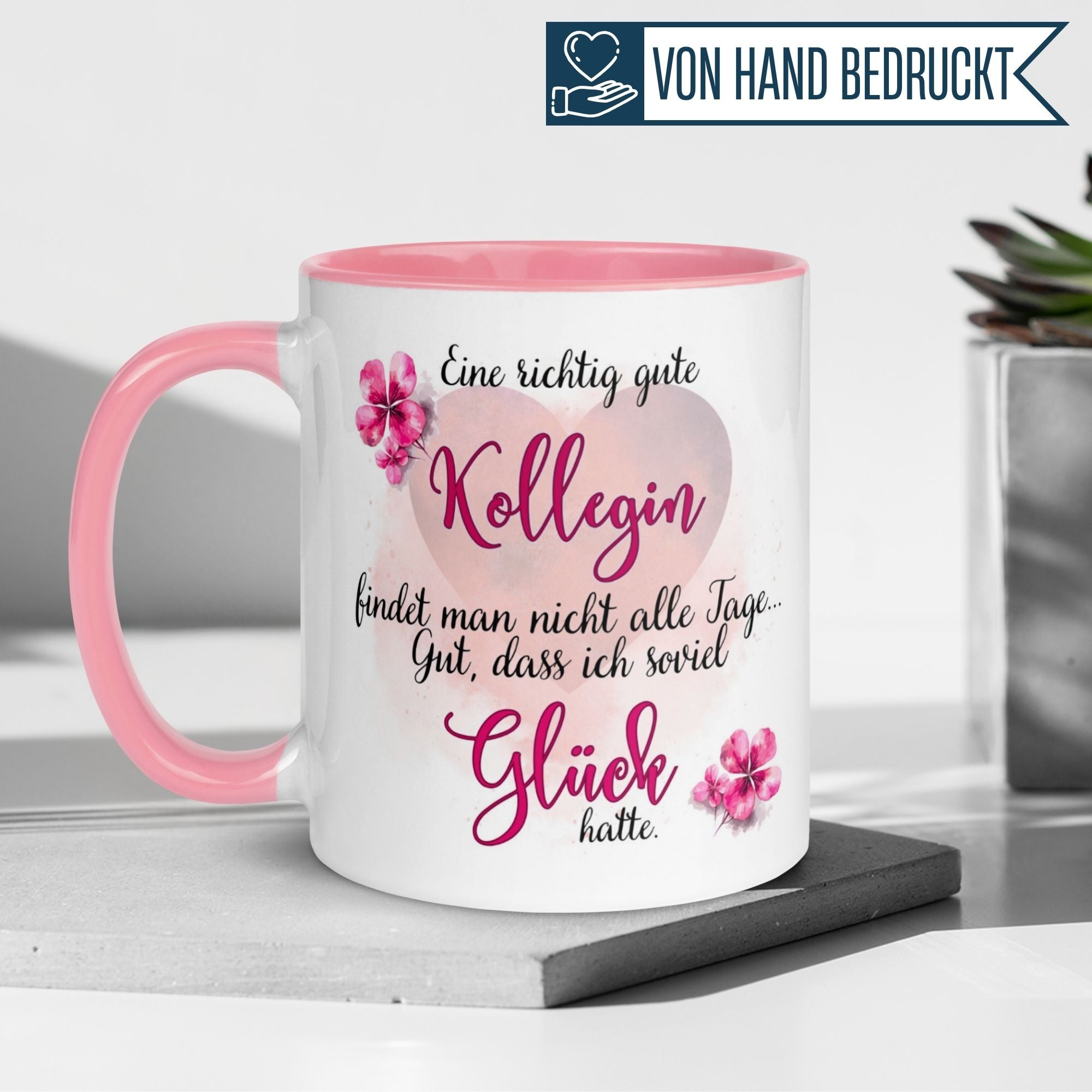 Momentals® Tasse Kollegin | Kleeblatt & Spruch | Eine richtig gute Kollegin findet man nicht alle Tage
