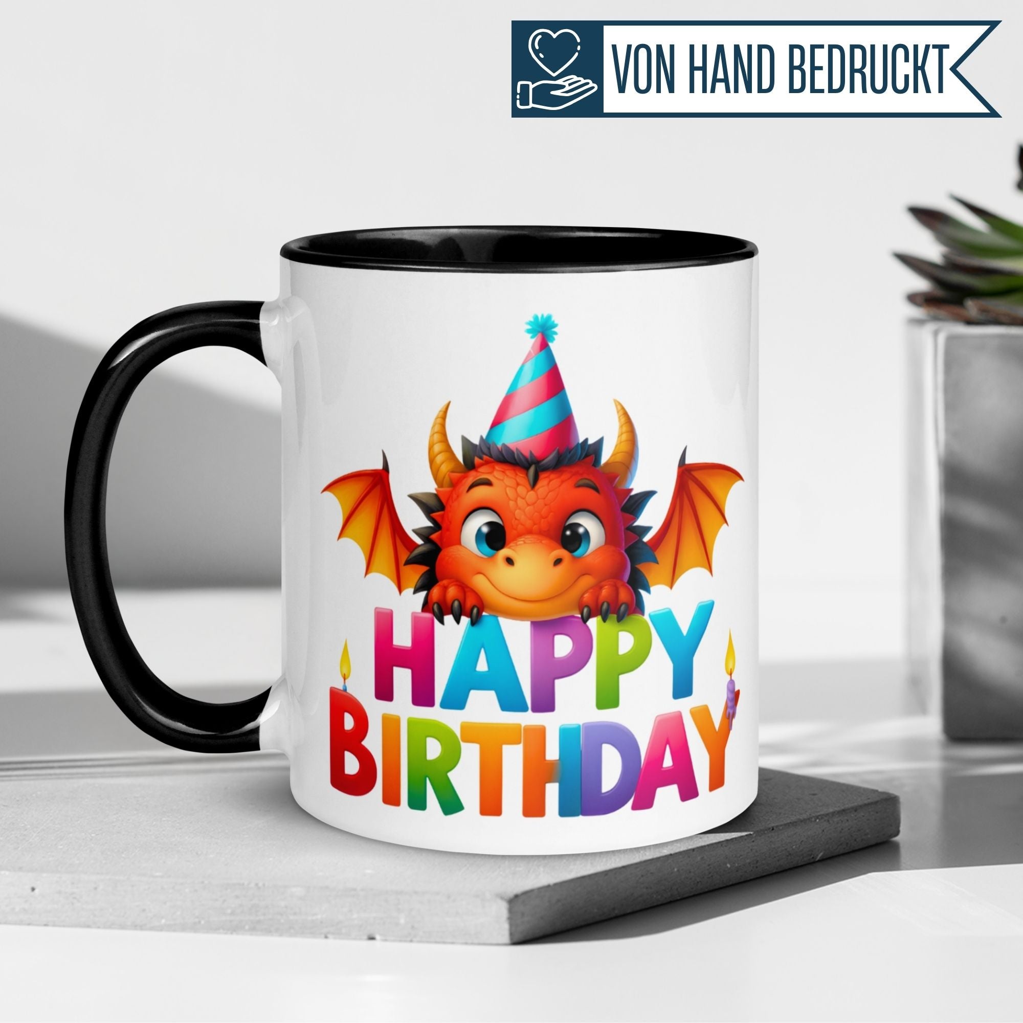 Tasse Geburtstag | Drache & Partyhut | Happy Birthday