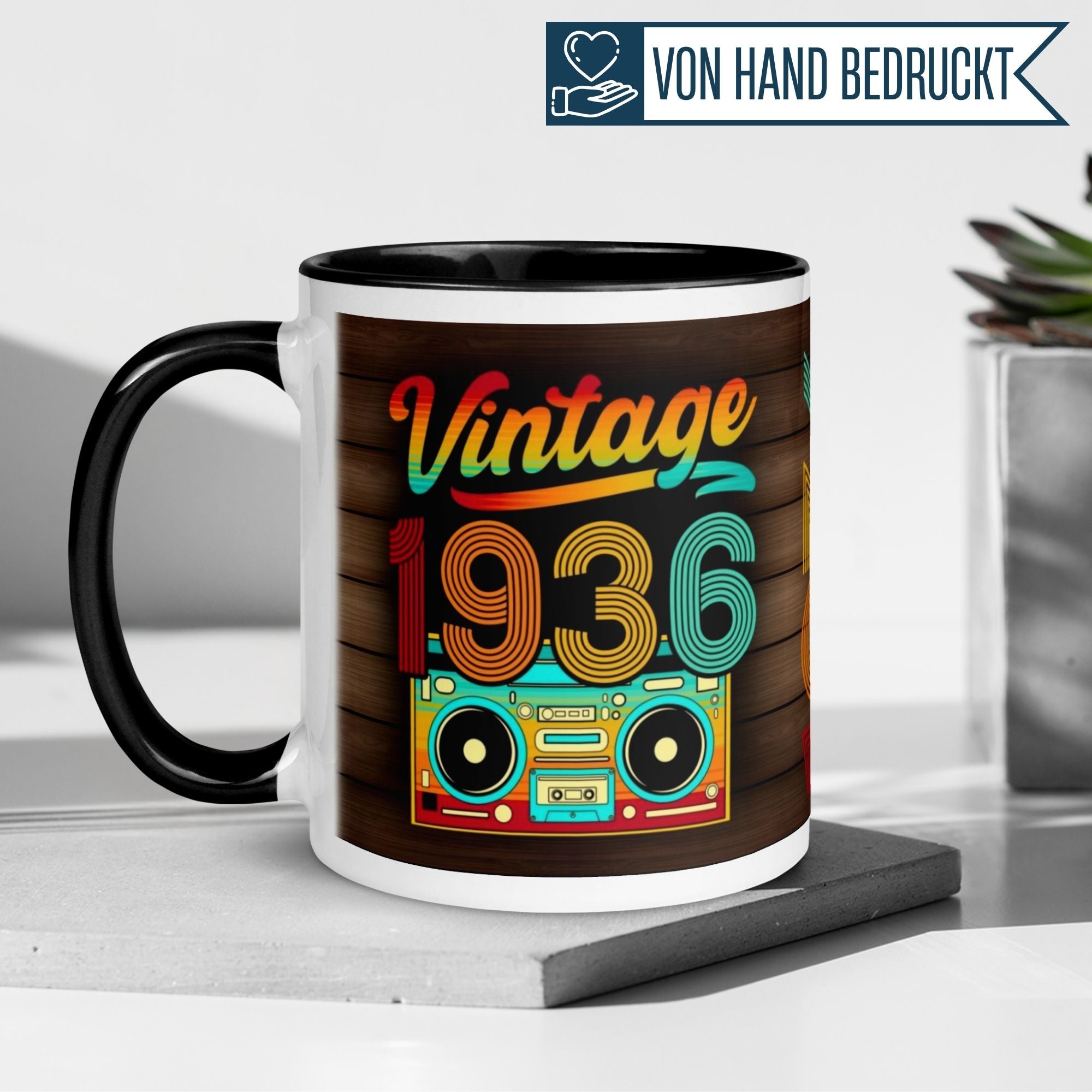 Momentals® Tasse 89. Geburtstag | Retro & Zahl | Vintage 1936