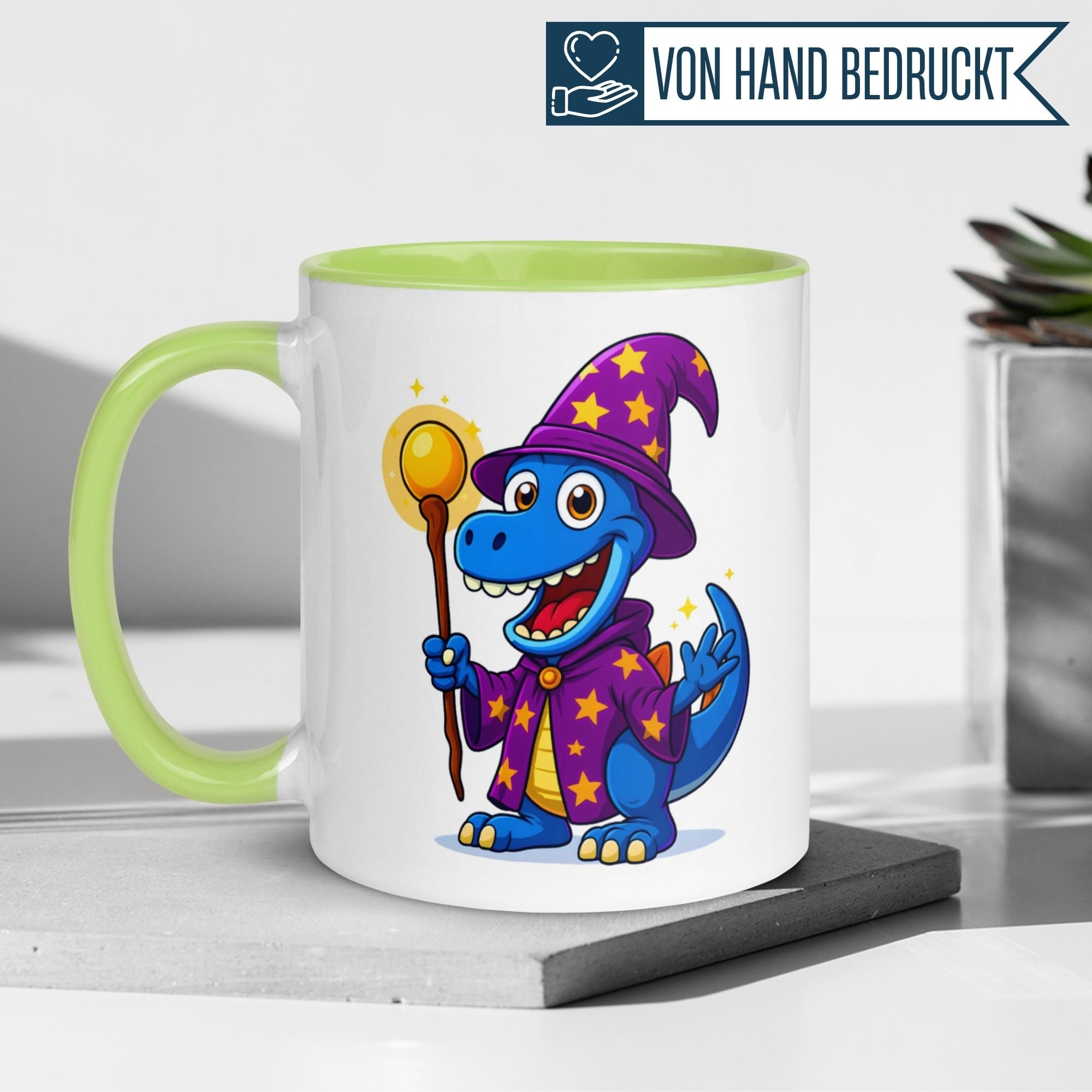 Tasse Dinosaurier – „Zauberer“ – Dino Zauberei Geschenk Becher