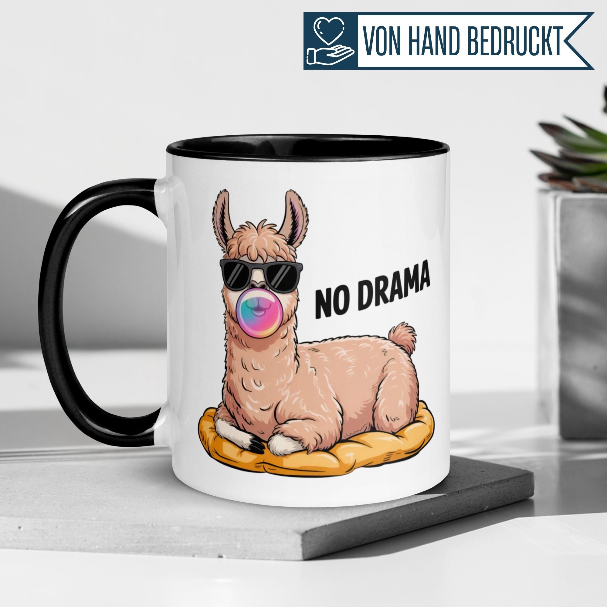 Tasse Lama – „NO DRAMA“ – lustiger Lama Geschenk Becher
