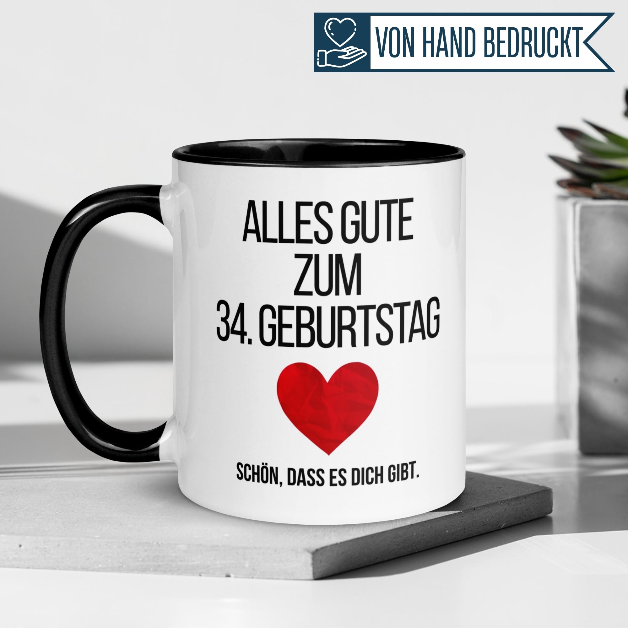 Momentals® Tasse 34. Geburtstag | Herz & Spruch | Alles gute zum Geburtstag