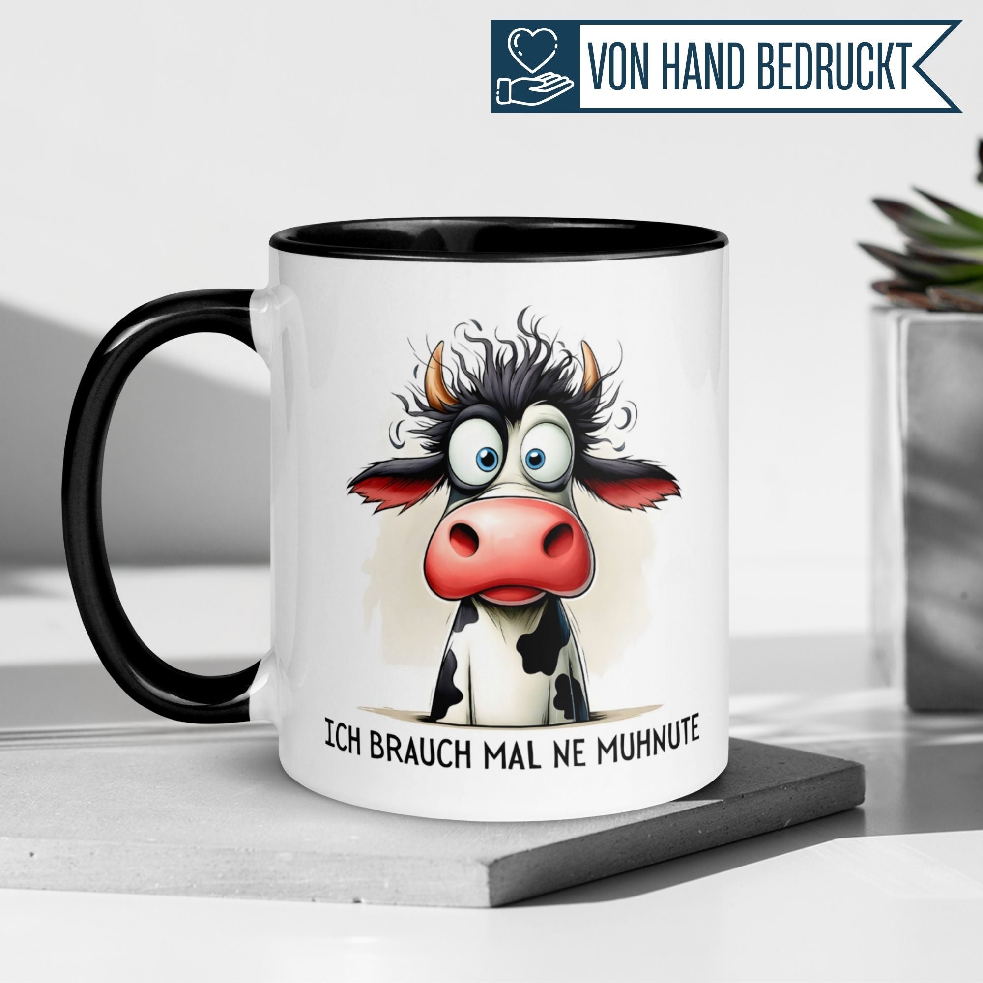 Tasse Kuh – „Ich brauch mal ne Muhnute“ – lustige Bürotasse für Choleriker