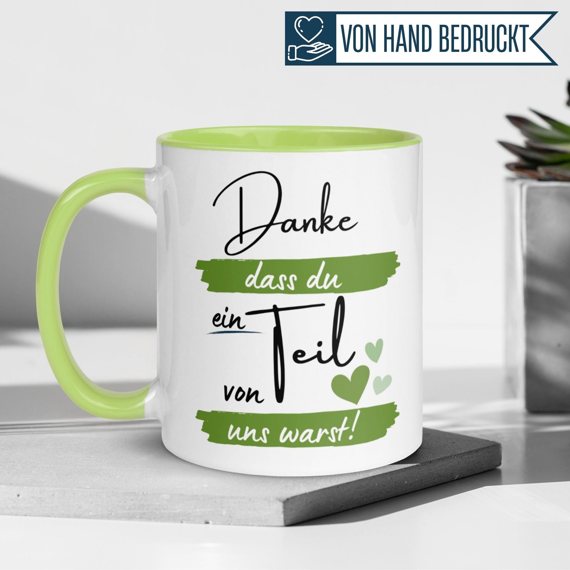 Momentals® Tasse Kollegin | Herz & Spruch | Danke dass du ein Teil von uns warst