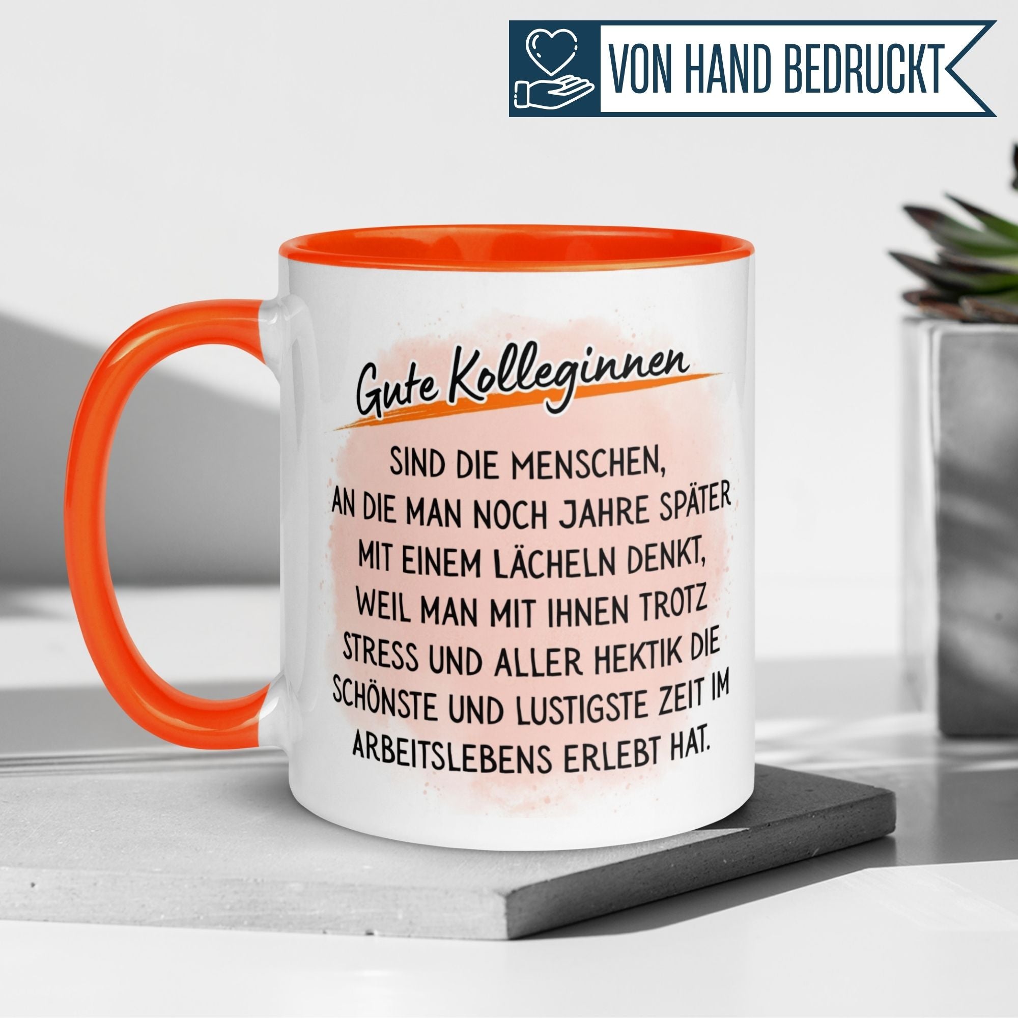 Tasse Kollegin – „An Gute Kolleginnen denkt man mit einem lächeln“ – Abschiedsgeschenk