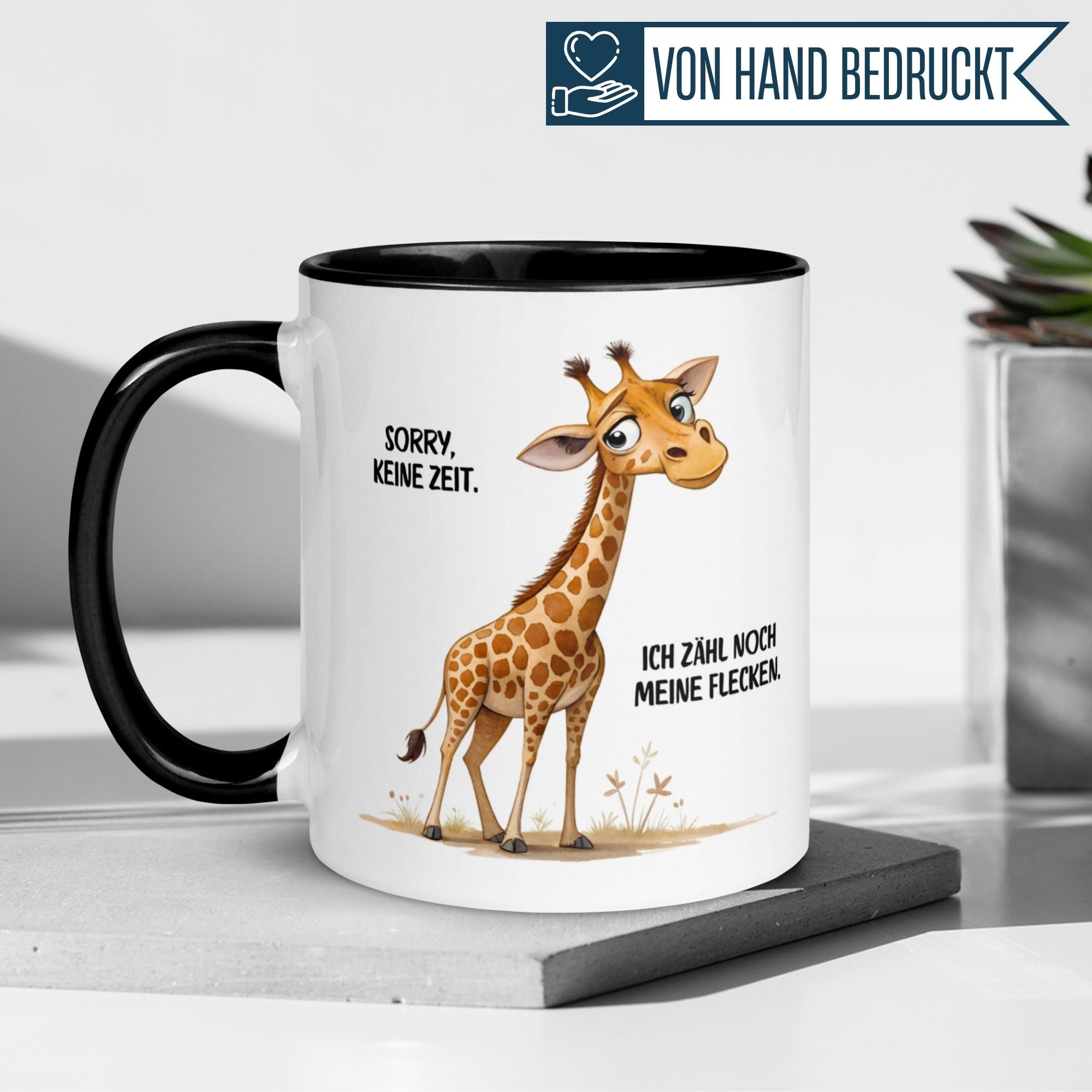 Tasse Giraffe – „Sorry keine Zeit“ – lustiger Giraffen Geschenk Becher