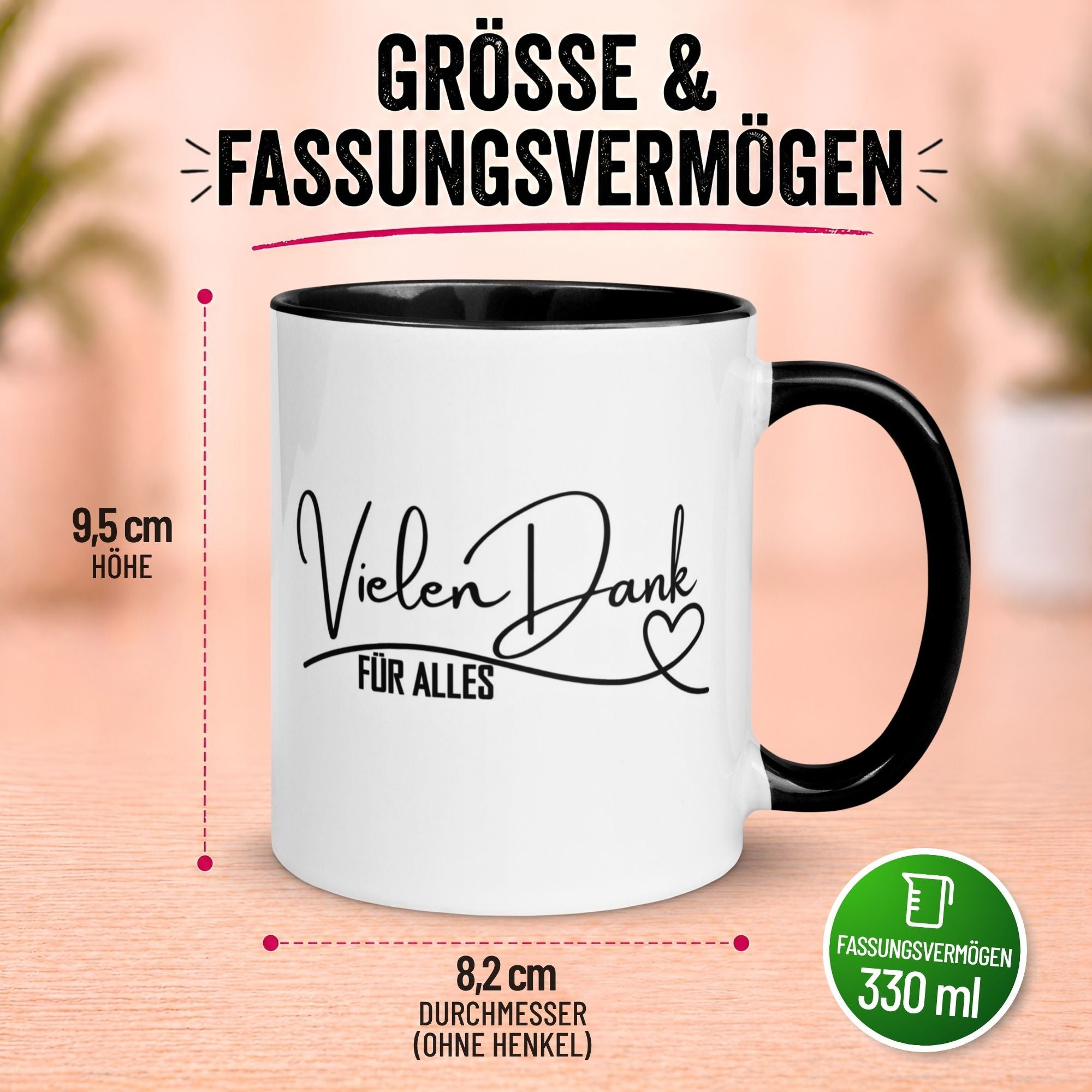 Tasse Danke – „Vielen Dank für alles“ – Dankeschön Geschenk Team/Kollegen/Kollegin