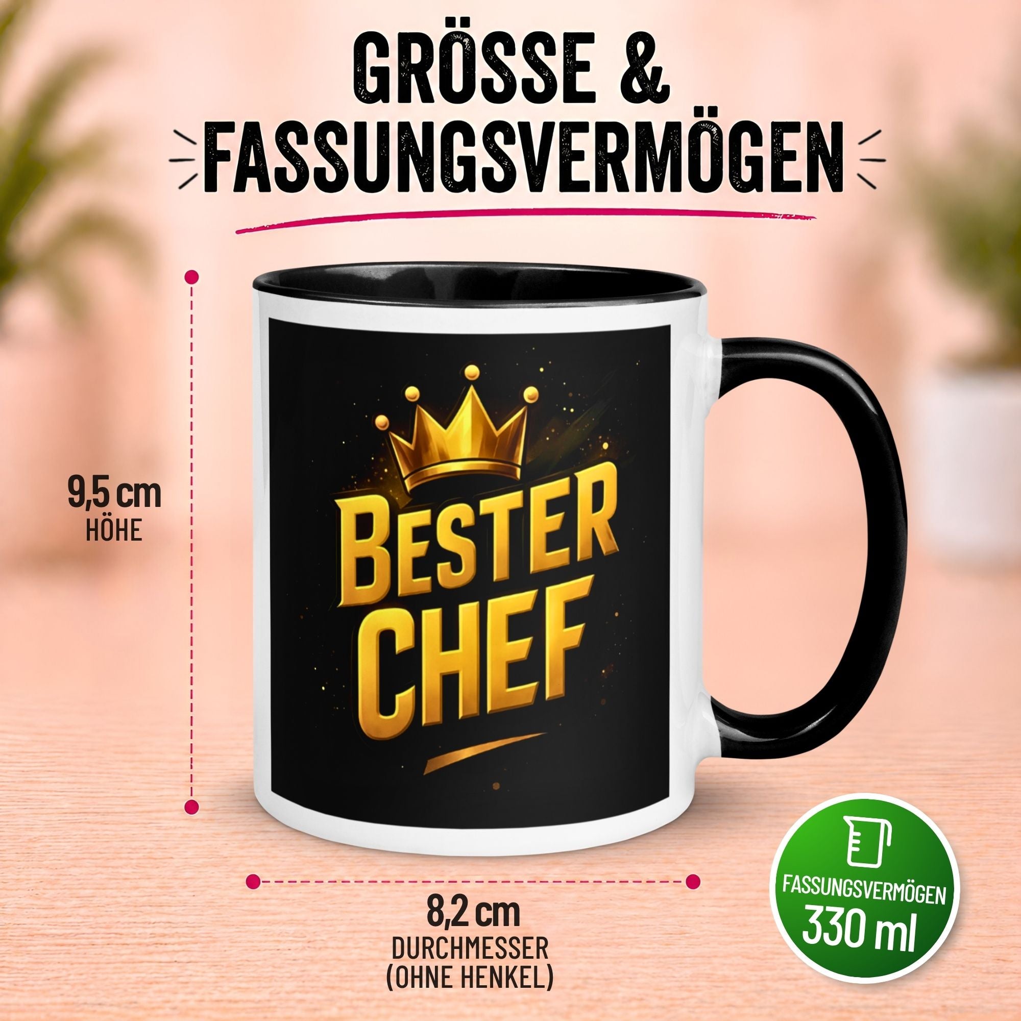 Tasse Chef – „Bester Chef mit goldener Krone“ – Geschenk Becher Bester Chef