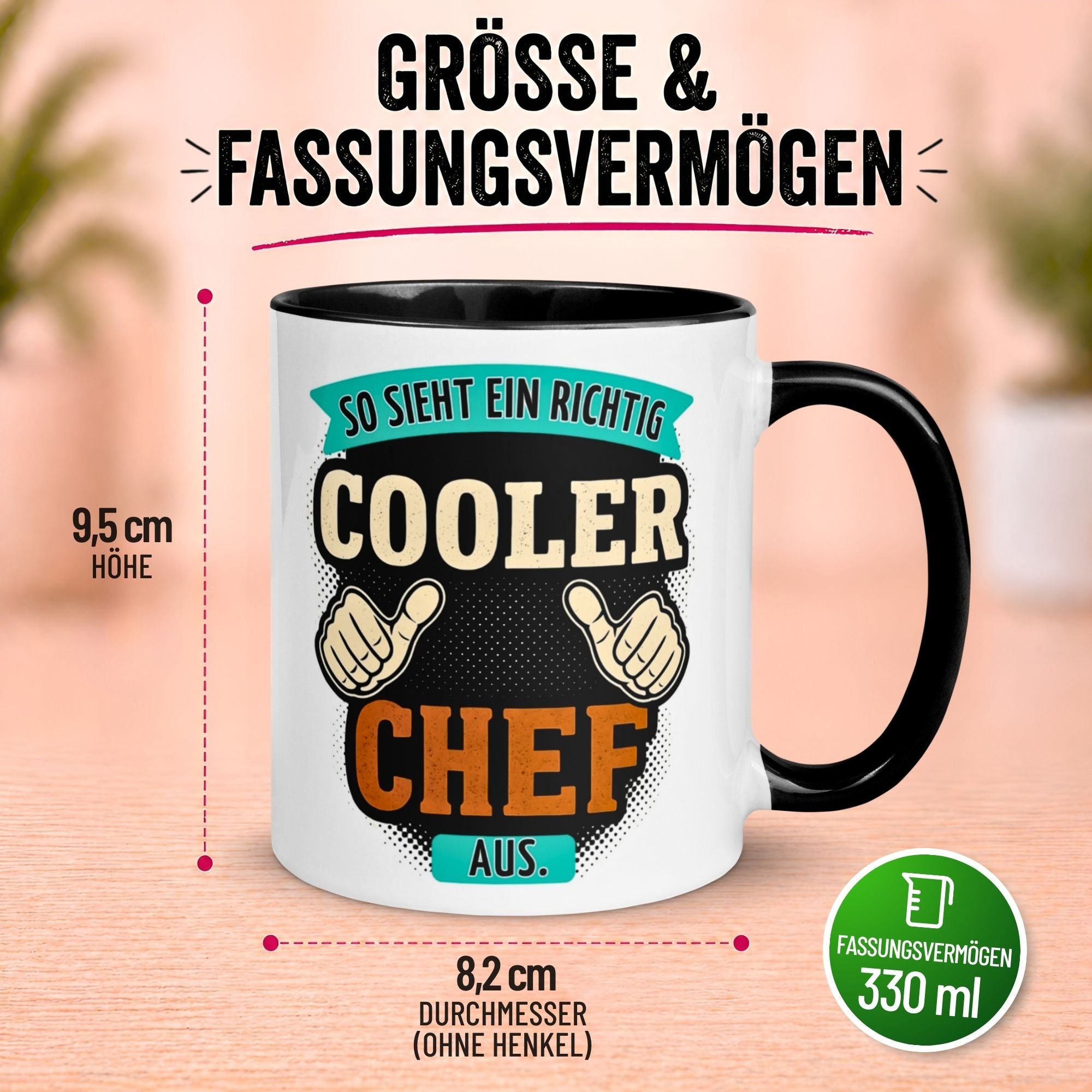 Tasse Chef – „So sieht ein richtig cooler Chef aus“ – Geschenk Kaffeetasse Bester Chef