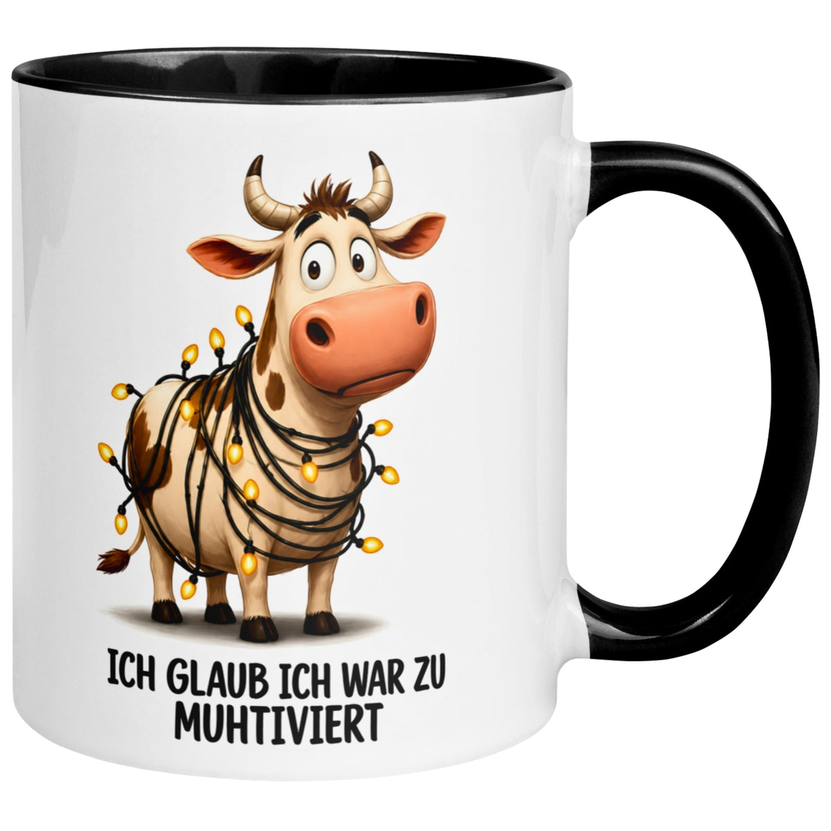 Tasse Kuh – „Ich glaub ich war zu Muhtiviert“ – lustiger Geschenk Becher fürs Büro