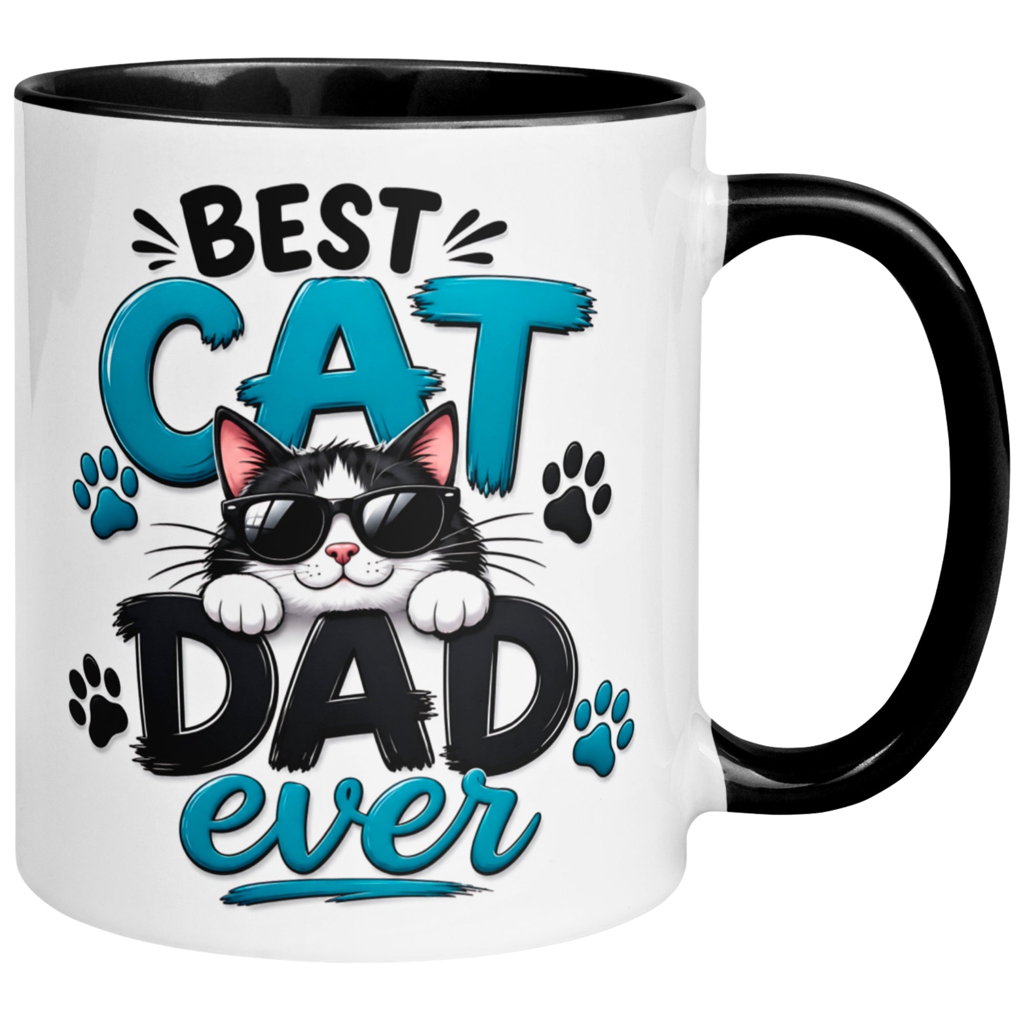 Tasse Katze – „Best Cat Dad ever“ – lustiger Katzen Geschenk Becher für Katzenpapa