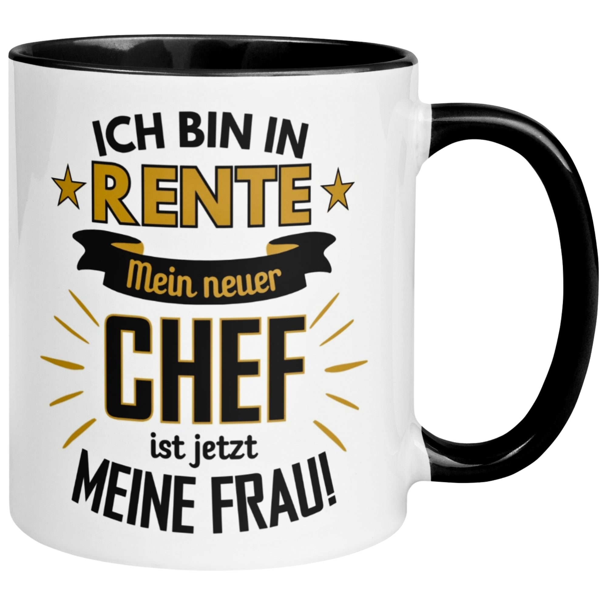 Tasse Rentner – „Mein neuer Chef ist jetzt meine Frau“ – Geschenk Rente Mann