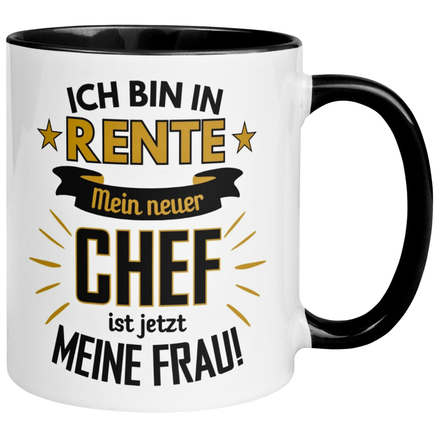 Tasse Rentner – „Mein neuer Chef ist jetzt meine Frau“ – Geschenk Rente Mann