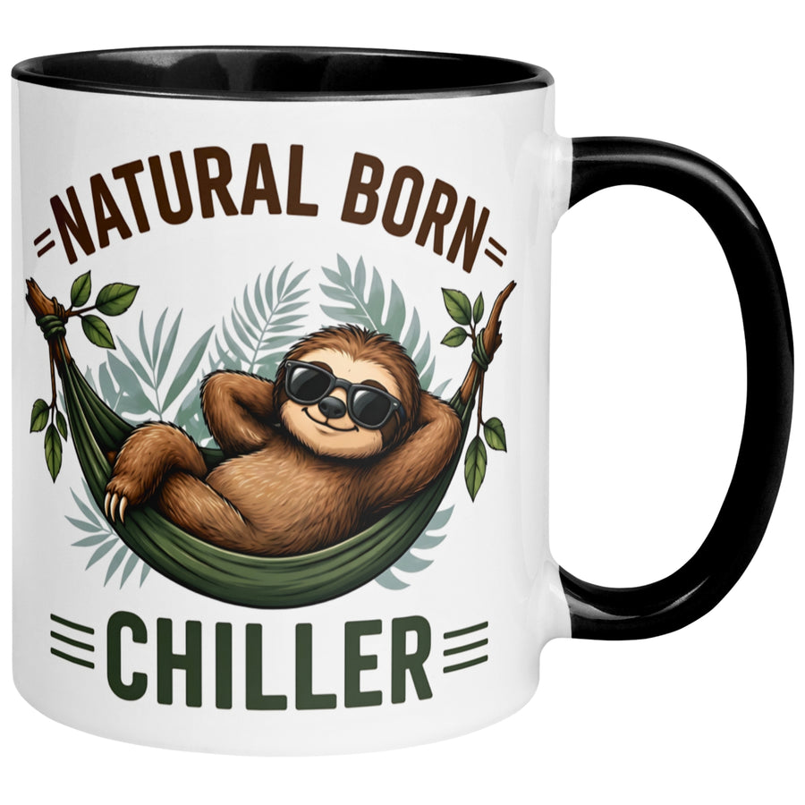 Tasse Faultier – „Natural Born Chiller“ – lustiger Geschenk Becher für Morgenmuffel
