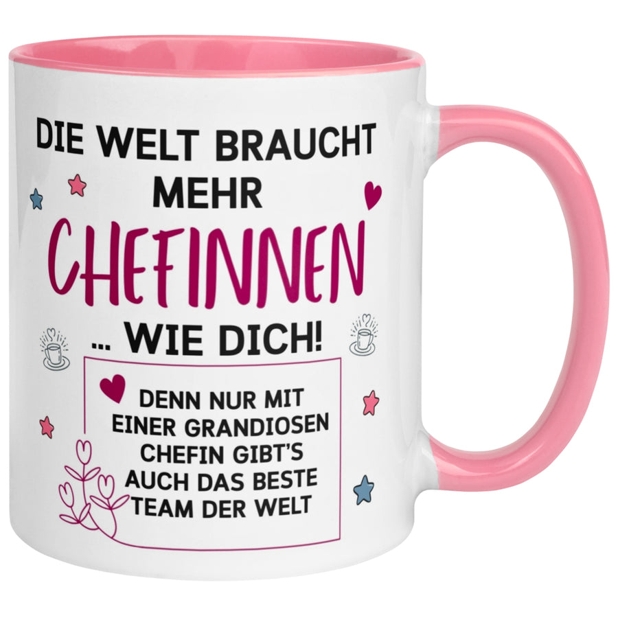 Tasse Chefin – „Die Welt braucht mehr Chefinnen wie Dich“ – Teamleiterin Geschenk Becher