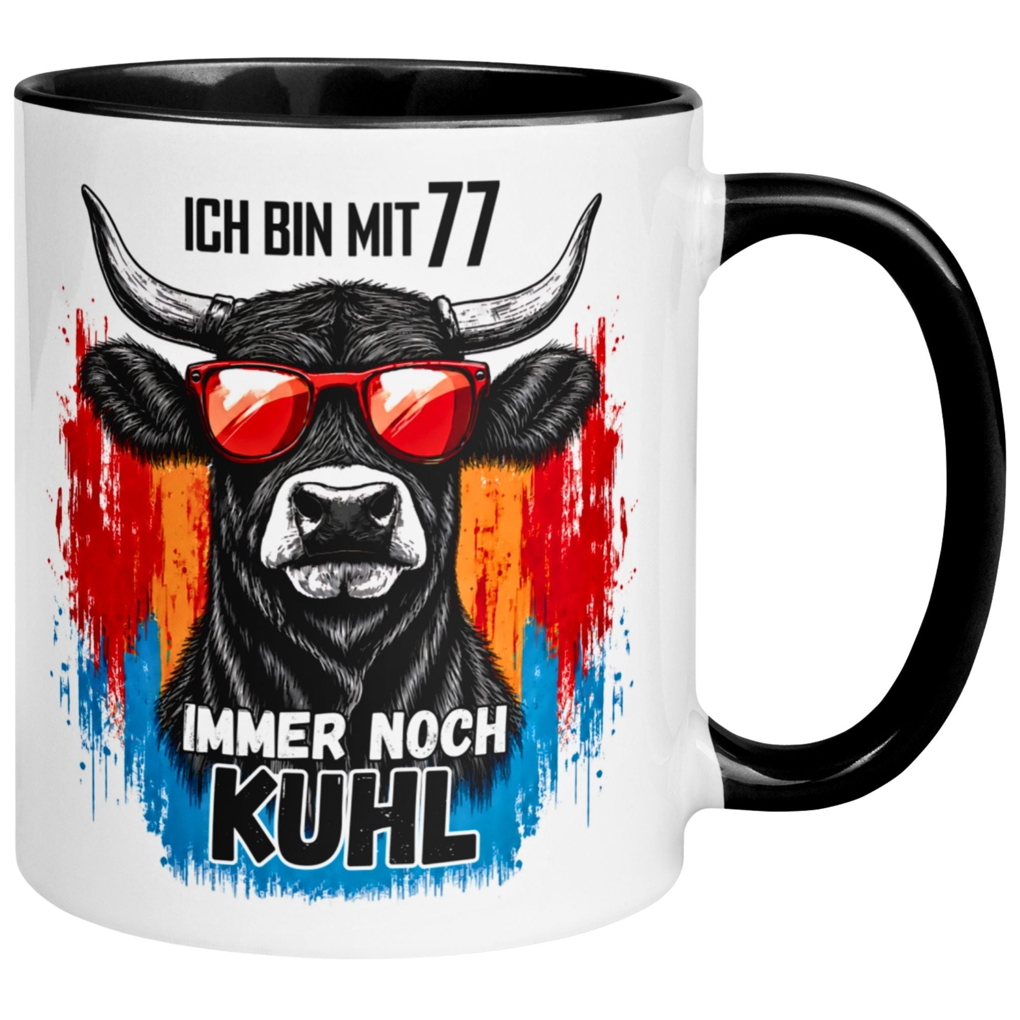 Tasse 77. Geburtstag Mann Frau – „Ich bin mit 77 immer noch Kuhl“ – Geschenk zum Geburtstag Männer Frauen