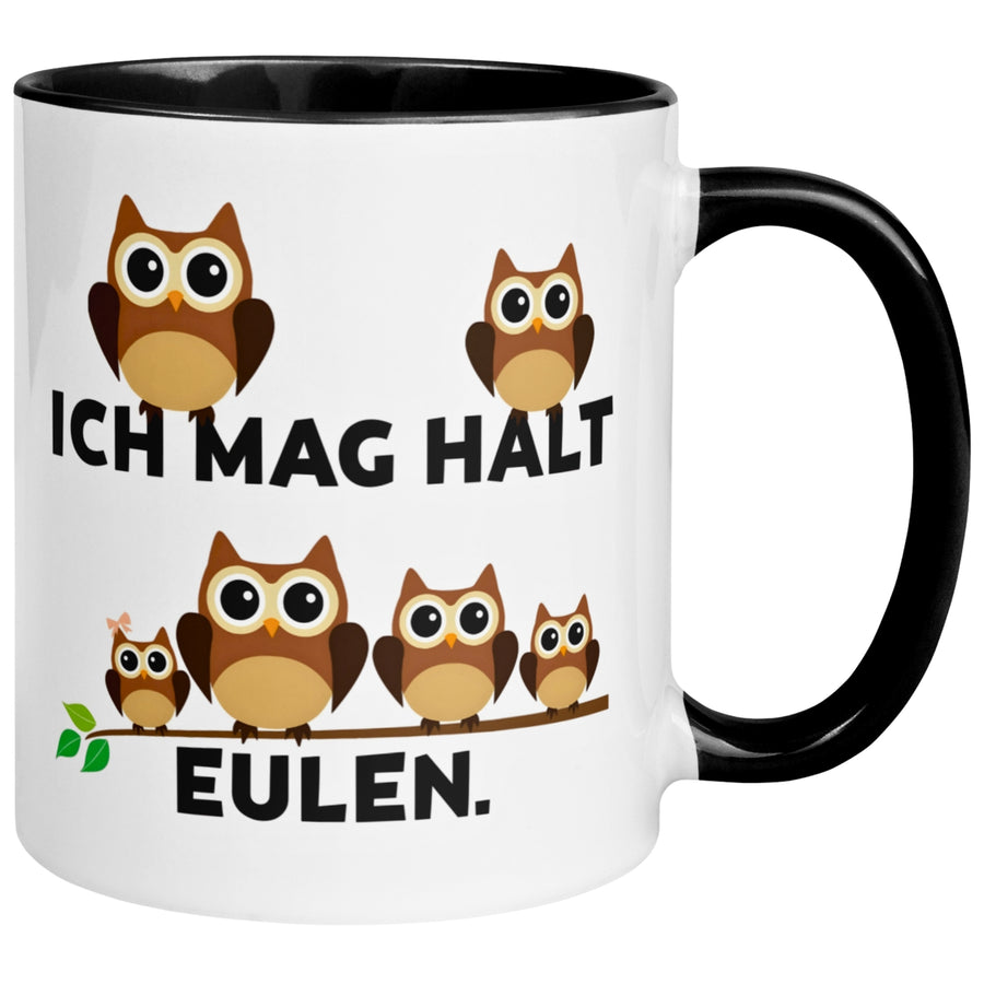 Tasse Eule – „Ich mag halt Eulen“ – lustiger Eulen Geschenk Becher