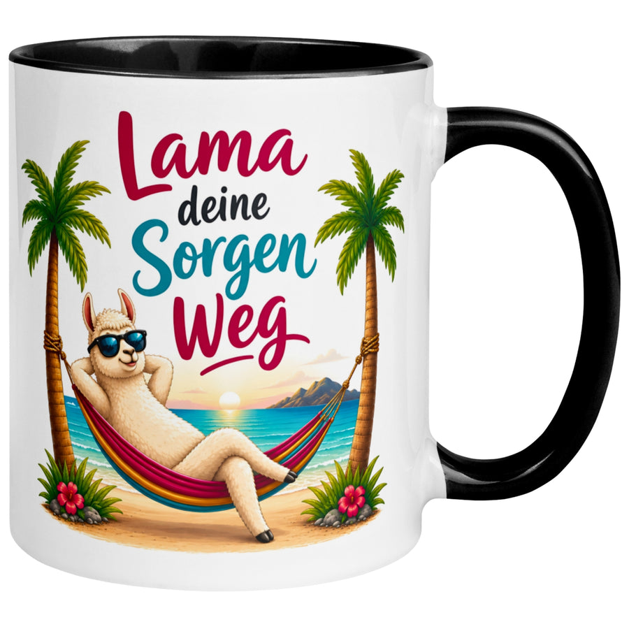Tasse Lama – „Lama deine Sorgen weg“ – lustiger Geschenk Becher für Strand Fans