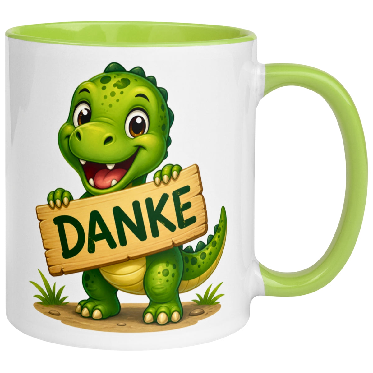 Tasse Dinosaurier – „Danke Schild“ – Dino Dankeschön Geschenk Becher