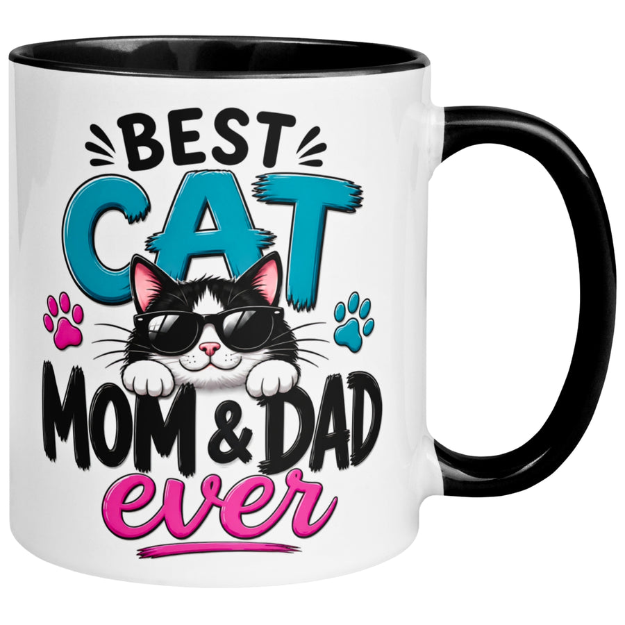 Tasse Katze – „Best Cat Mom & Dad ever“ – Geschenk Becher Katzenmama Katzenpapa