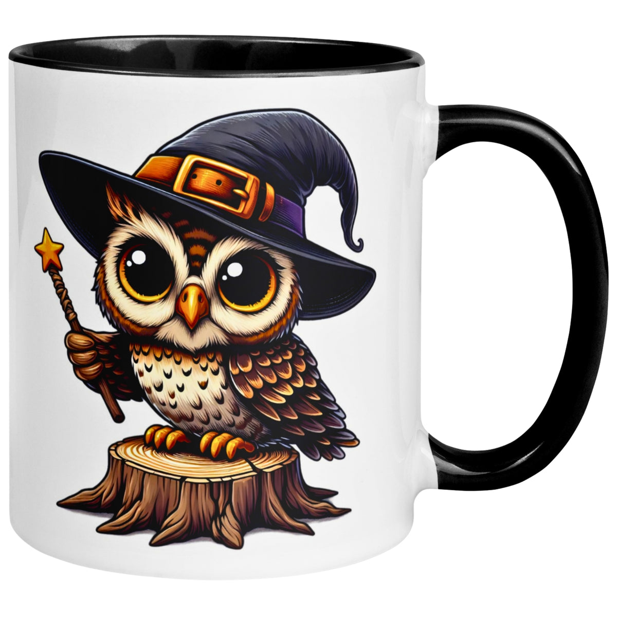 Tasse Eule – „Zauberstab“ – lustiger Eulen Geschenk Becher für Zauberer
