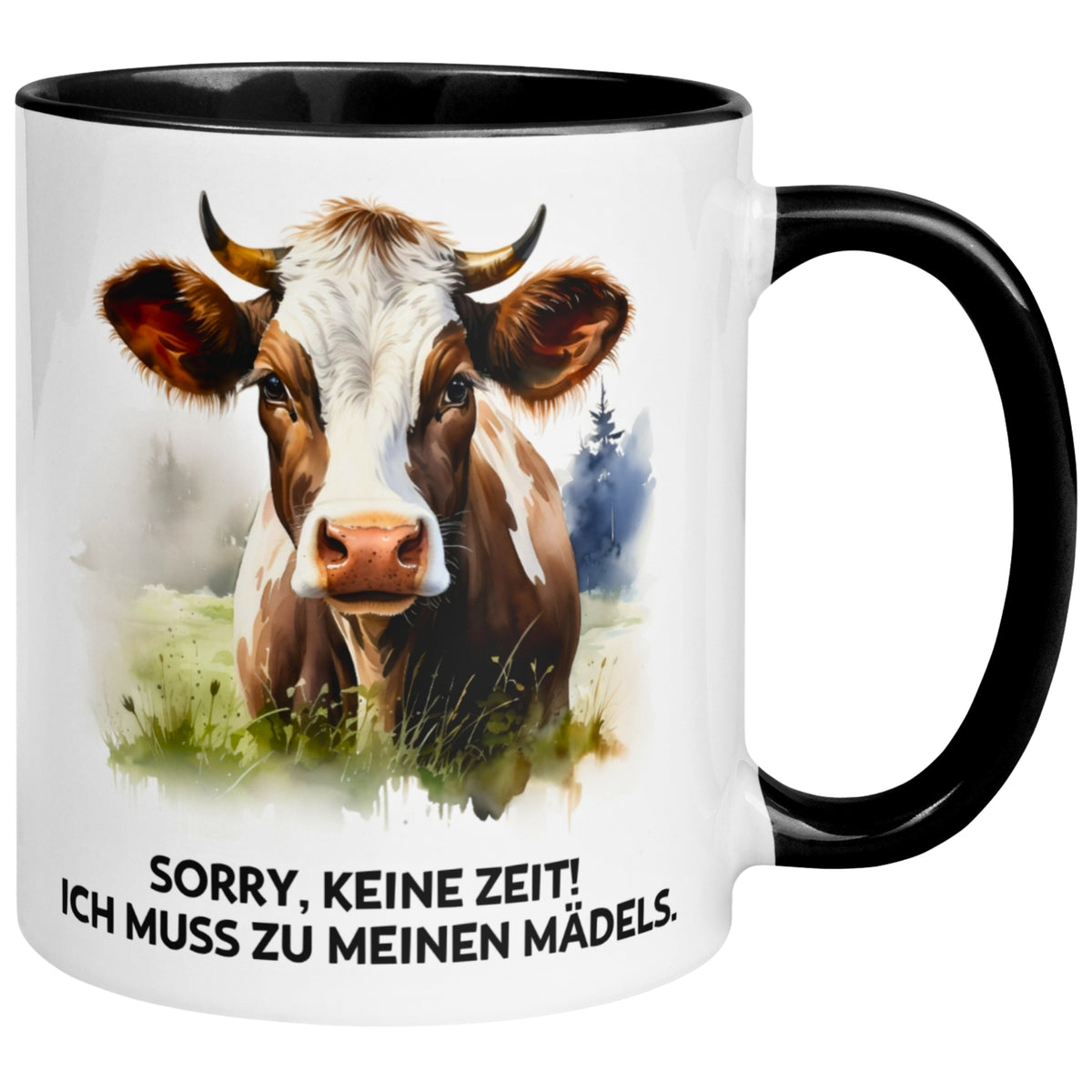 Tasse Kuh – „Sorry keine Zeit - Ich muss zu meinen Mädels“ – lustiger Geschenk Becher