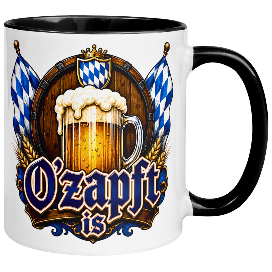 Tasse Bayrische Kaffeetasse – „O’zapft is“ – Bierglas Männergeschenk