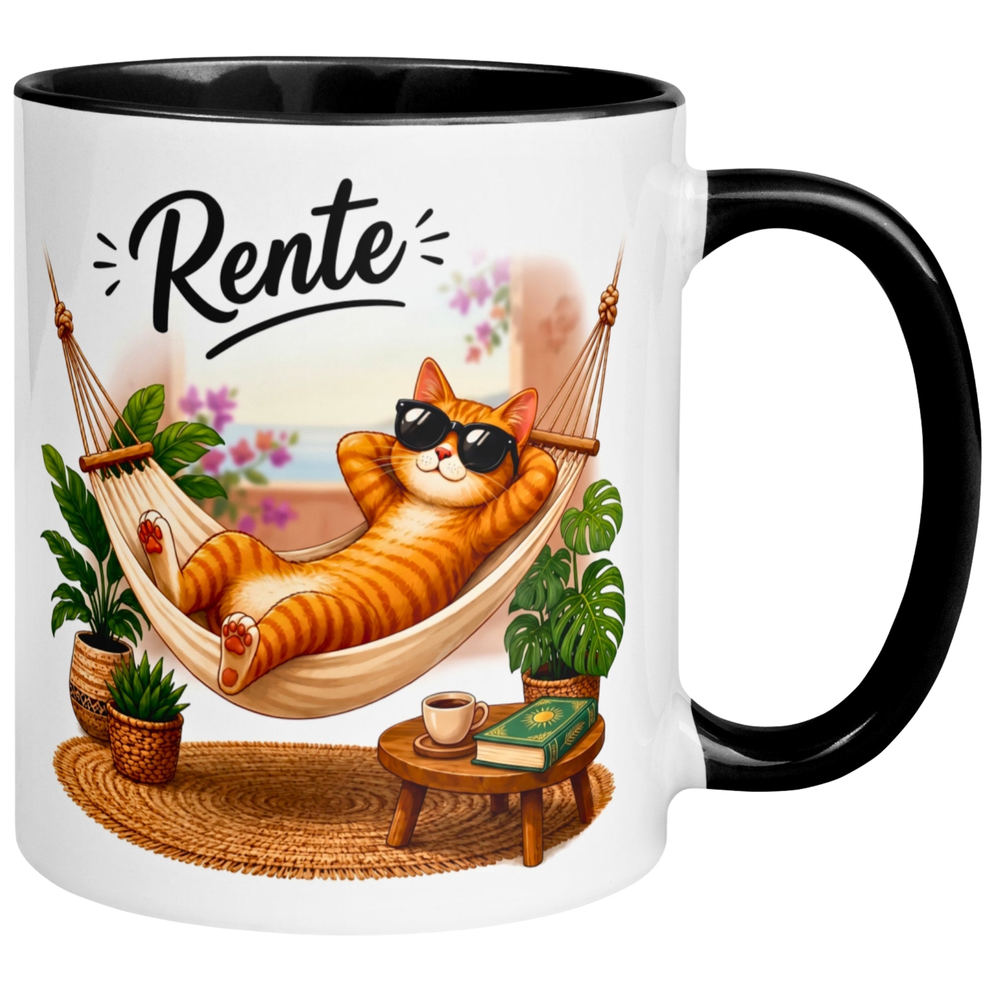 Tasse Rente – „Katze - Ab jetzt gibt’s nur noch Samstage“ – Becher zum Rentenbeginn