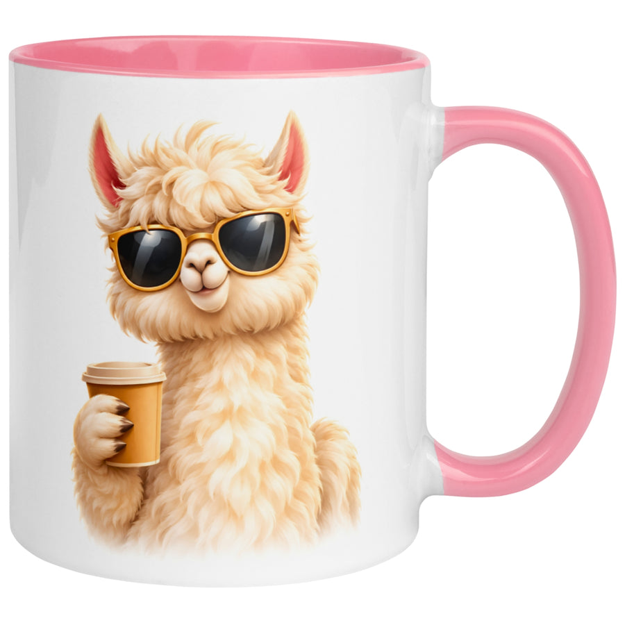 Tasse Alpaka – „Kaffee und Sonnenbrille“ – lustiger Geschenk Becher