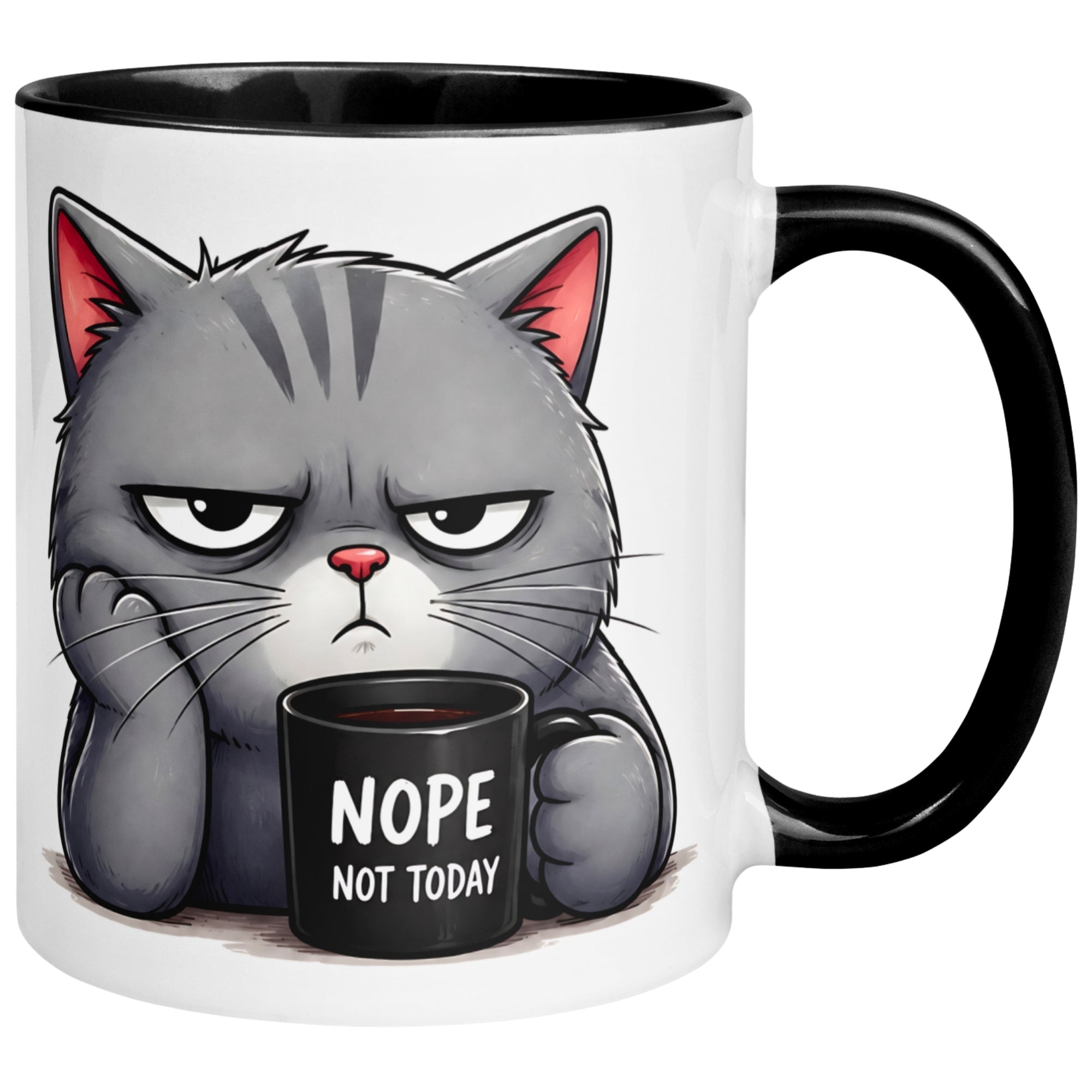 Tasse Katze – „Ich würde ja aufstehen“ – lustiges Katzen Geschenk für Morgenmuffel