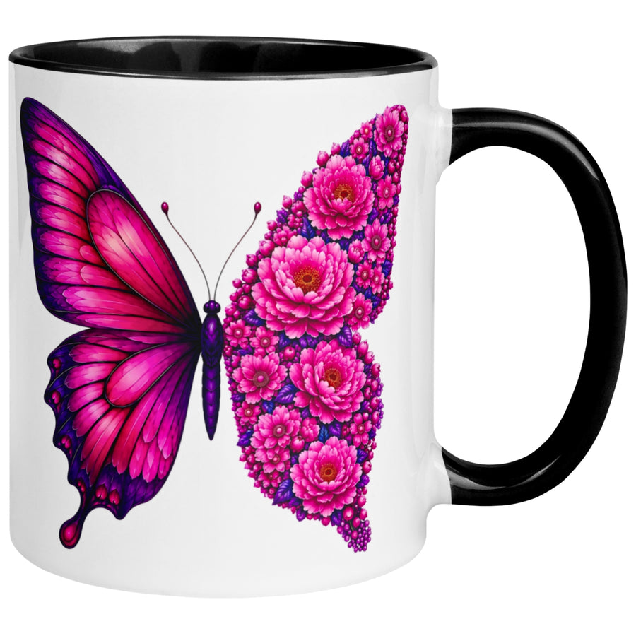 Tasse Schmetterling – „Pinkes Blütendesign“ – Geschenk mit Schmetterlingen