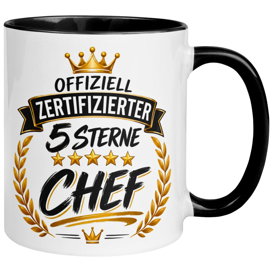 Tasse Chef – „Offiziell Zertifizierte 5 Sterne“ – Geschenk Becher Bester Chef