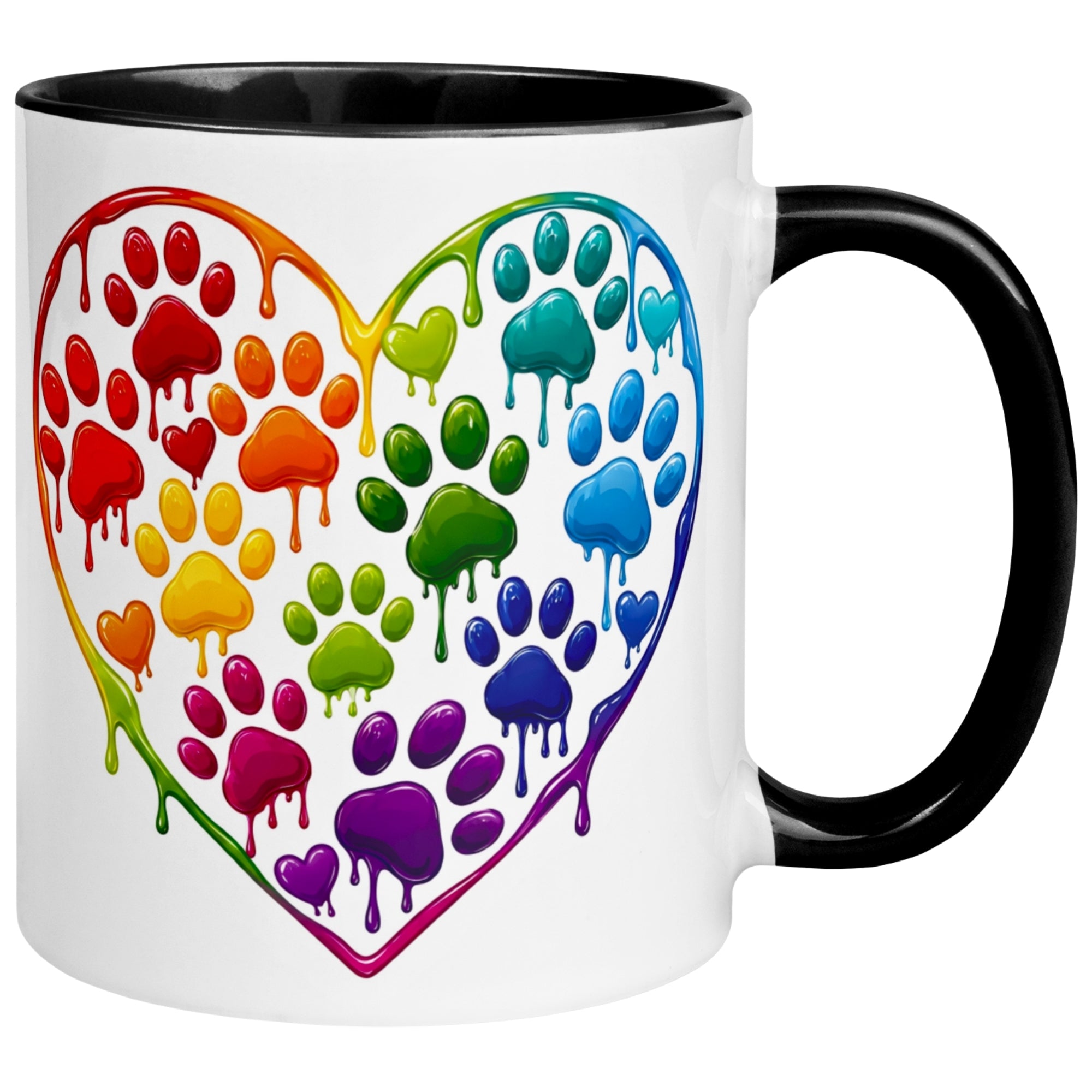 Tasse Katze – „Buntes Herz aus Pfoten“ – lustiger Katzen Pfoten Geschenk Becher