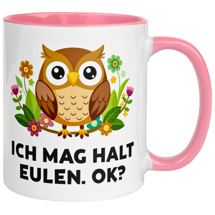 Tasse Eule – „Ich mag halt Eulen - OK“ – lustiger Eulen Geschenk Becher