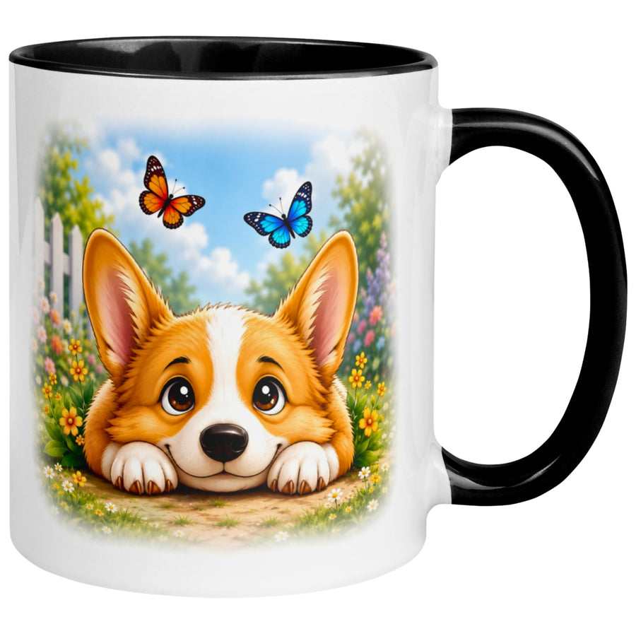 Tasse Hund – „Entspannte Schmetterlinge“ – lustiger Corgi Geschenk Becher